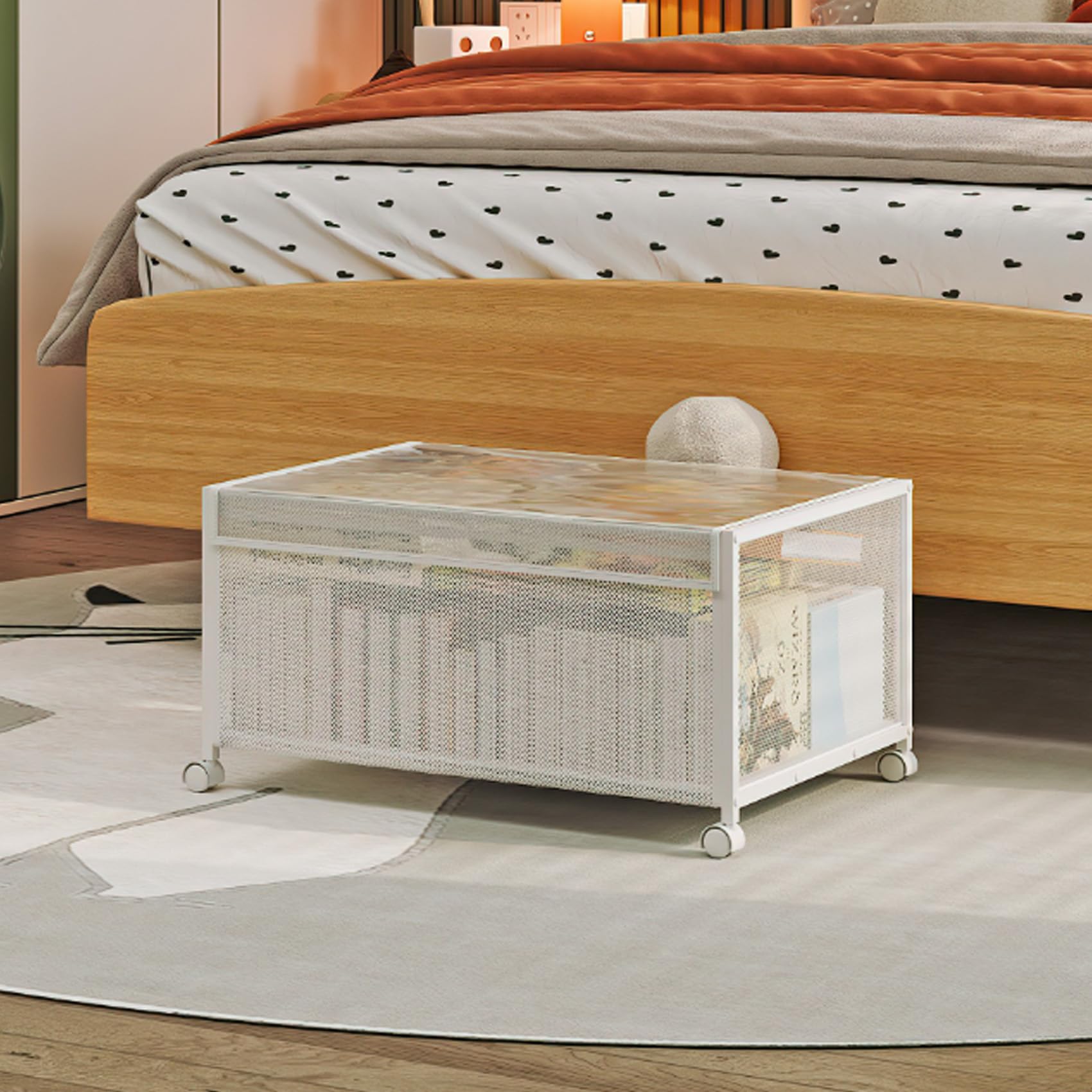 Conteneurs De Rangement sous Le Lit, Grands Tiroirs en MéTal avec roulettes pour VêTements, Livres, Couvertures, Chaussures