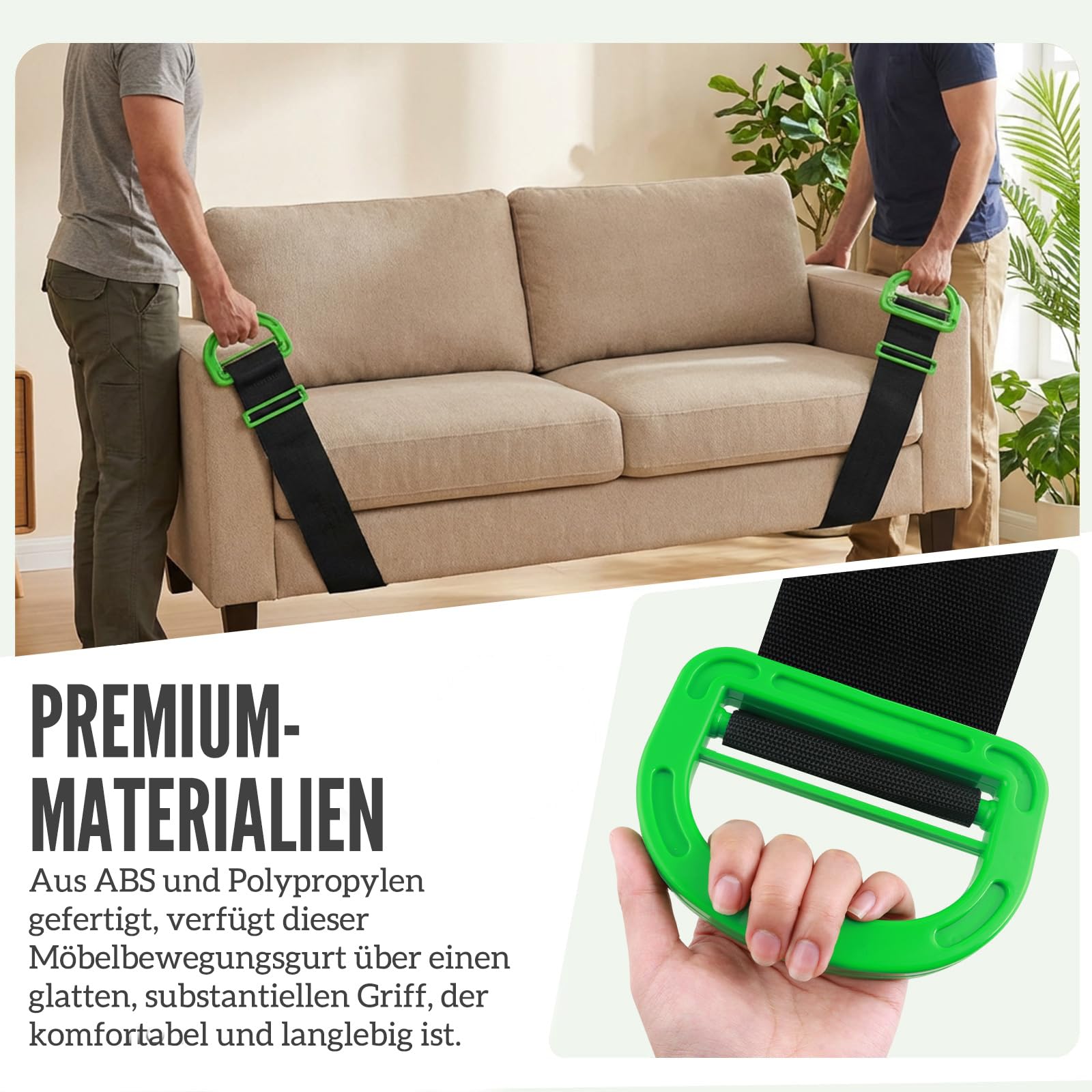4PCS Tragegurte Umzug, Lasten 600lbs - 200 cm Schwerlast Umzug Tragegurt, Verstellbare mit 2 Paar Rutschfeste Handschuhe, Transportgurt Einfaches Heben Tragen Bewegen von Boxen Möbeln Haushaltsgeräten