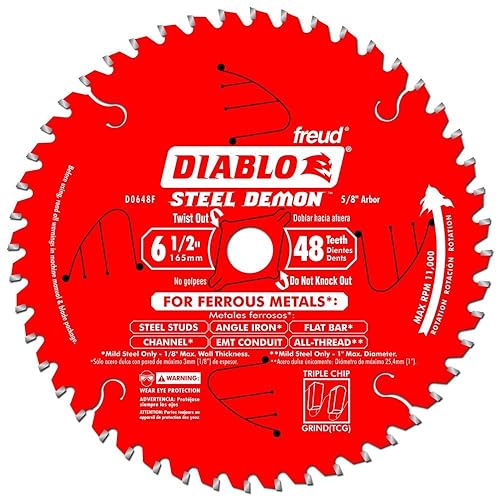 Freud Diablo D0648F Hoja de sierra circular de corte ferroso de acero Demon TCG de 6-12 pulgadas x 48 dientes
