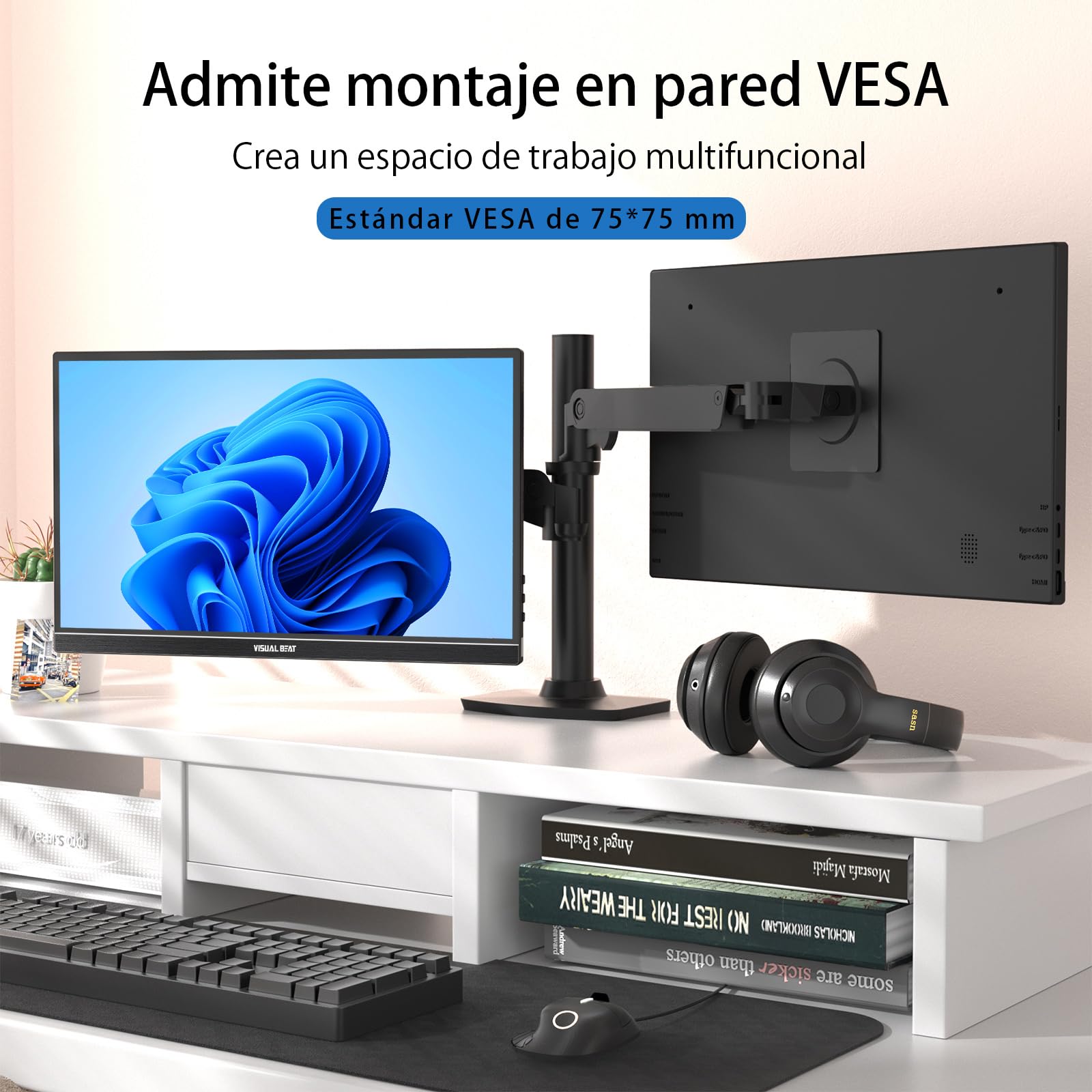 Visual Beat Monitor Portátil Táctil 15,6" Full HD 1080P, IPS 100% sRGB, USB-C y HDMI, Toque de 10 Puntos, Funda Soporte, VESA, para Portátil, PC, Mac y Switch