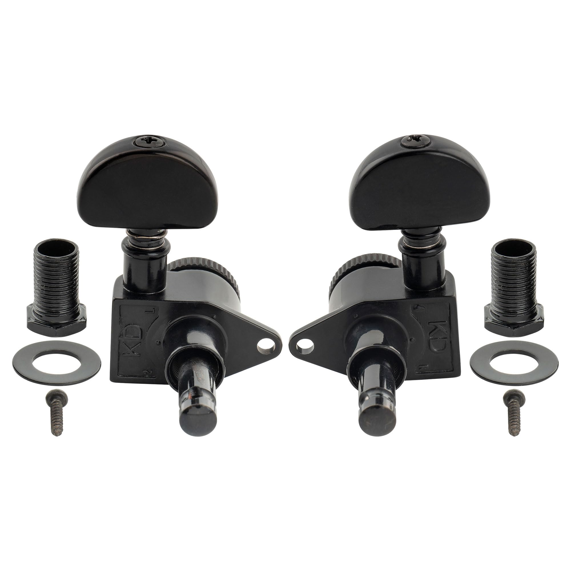 Musiclily Pro R18K 3R3L Clavijas de Afinación Bloqueo 18:1 Ratio Clavijeros Bloqueantes con Botón Media Luna para Guitarra Eléctrica Acústica, Negro