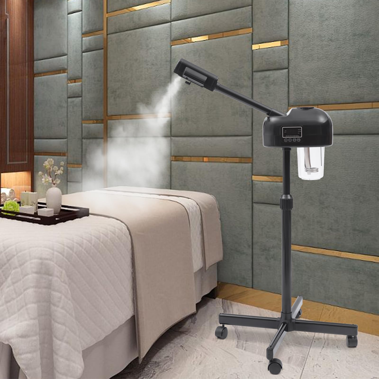 Vapore viso, vapore facciale, vaporizzatore viso, nano idratazione, pulizia pori profondi, rotazione a 360°, modalità vapore caldo, spa casa, soggiorno, altezza regolabile, timer LCD, grande serbatoio