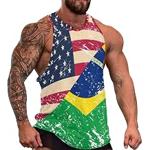 U.S. and Brazil Vintage Flag Men's Tank Tops Summer Vest Sleeveless Graphic T-Shirt Beach Gym Shirts