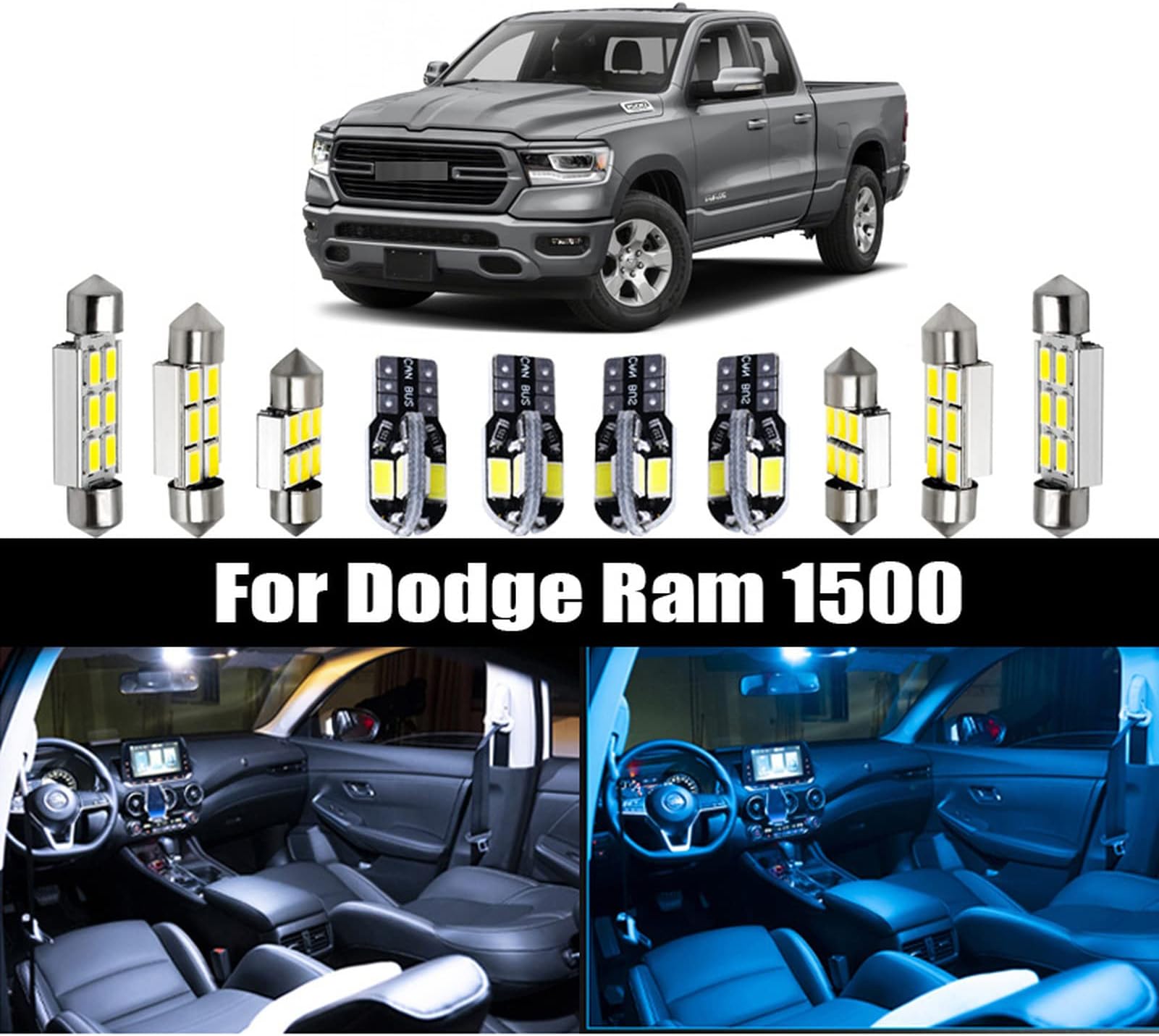 Canbus LED Interior Map Dome Trunk Cargo Light Bulbs Kit Vehicle Car Lighting Accessories, For Dodge Ram 1500 1994-2019 2020