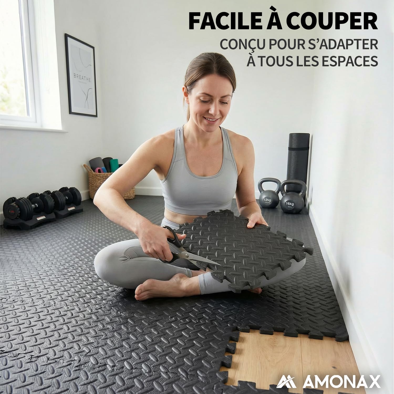 Amonax Tapis De Sport De Sol Tapis Mousse Eva, 30x30 cm Tapis De Sol pour Piscine Tapis De Gymnastique Dalle Garage, Tatami Puzzle Protection Sol pour, Tapis De Fitness Accessoire Musculation Home Gym