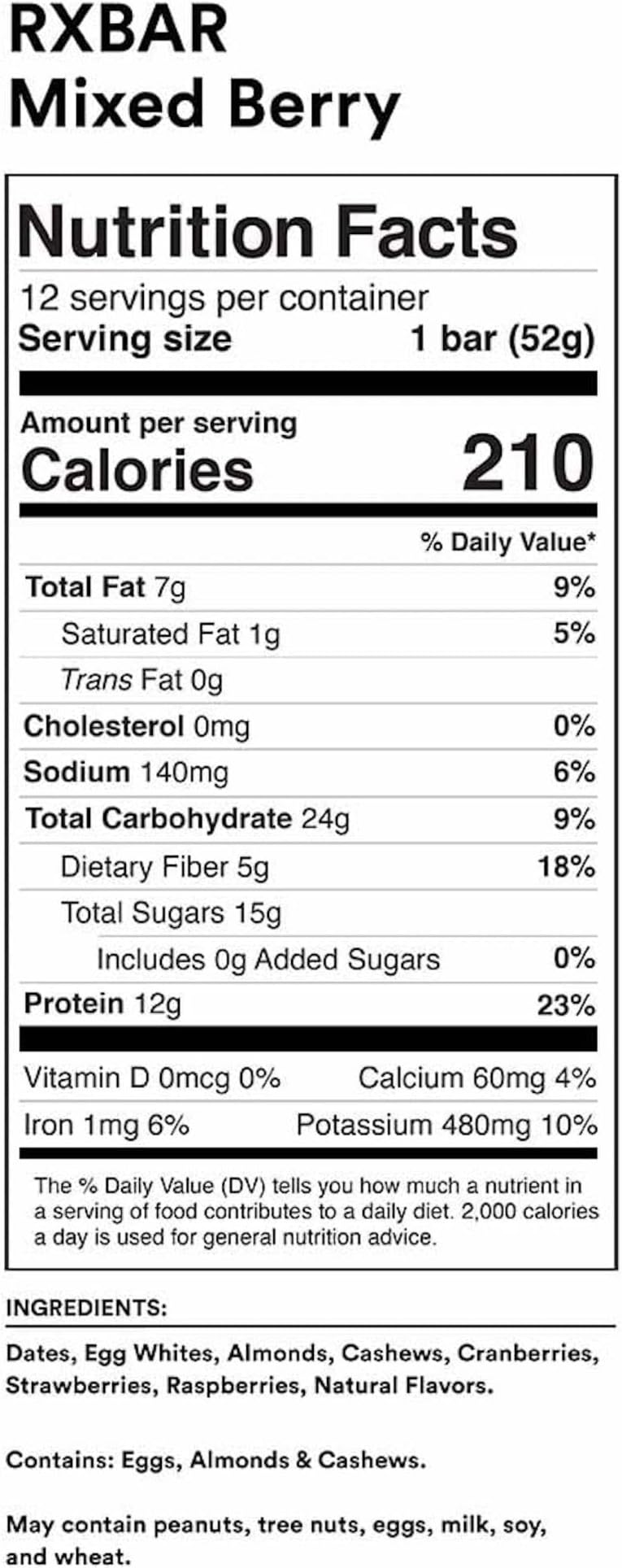 RX Bar 12 Bars, Mixed Berry, 0.624 Kg