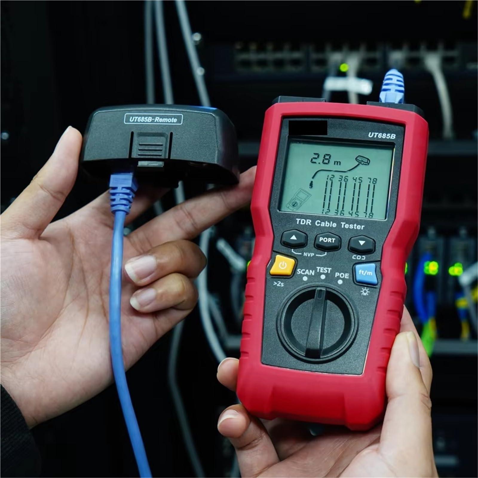 Netzwerk-Tester, TDR-Kabeltester POE-Koaxial-Netzwerkleitungsfinder Twisted Pair Locator Längensequenzdetektor Draht-Tracker
