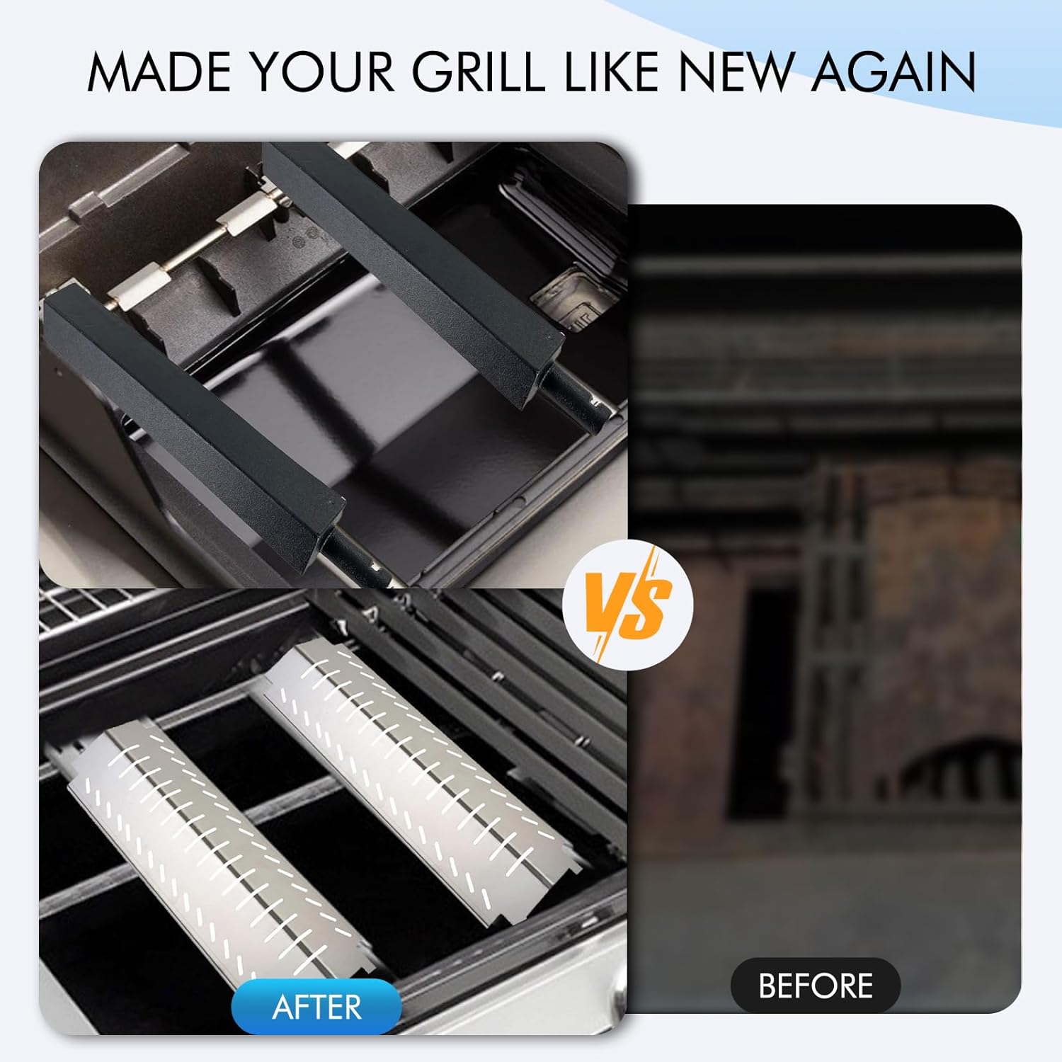 Shengyongh CC24901 and SS94011(3-Pack) 15" Stainless Steel Heat Plate and 13 3/4” Cast-Iron Burner for Charbroil 463240804, 463240904, 463241704