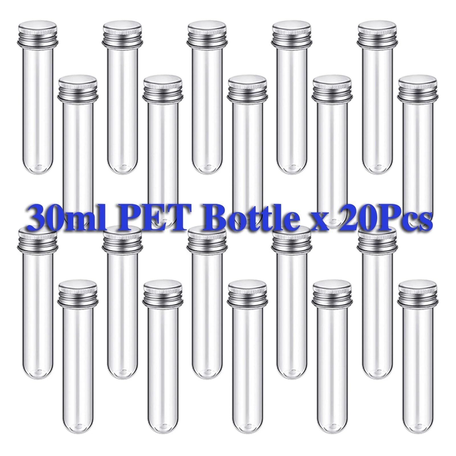 yingyingjia 20 SZTUK Laboratorium 30 ml PET Probówka Butelka Przezroczysta Cylindryczna Plastikowa Butelka Wkładana Do Maski Cukierki Linia Danych 25 * 110mm