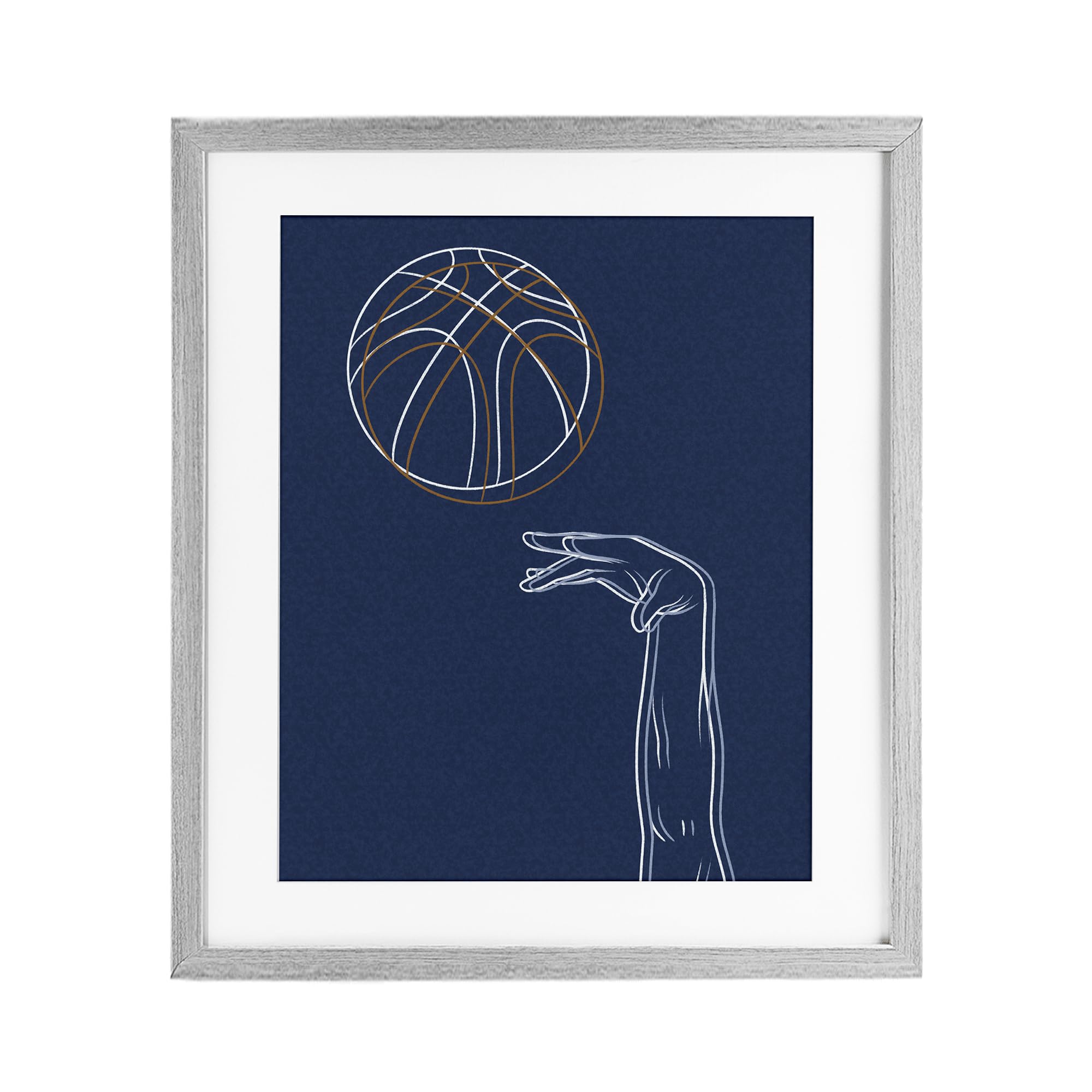 'Basketball Lines Contour'| Framed Print Under Glass