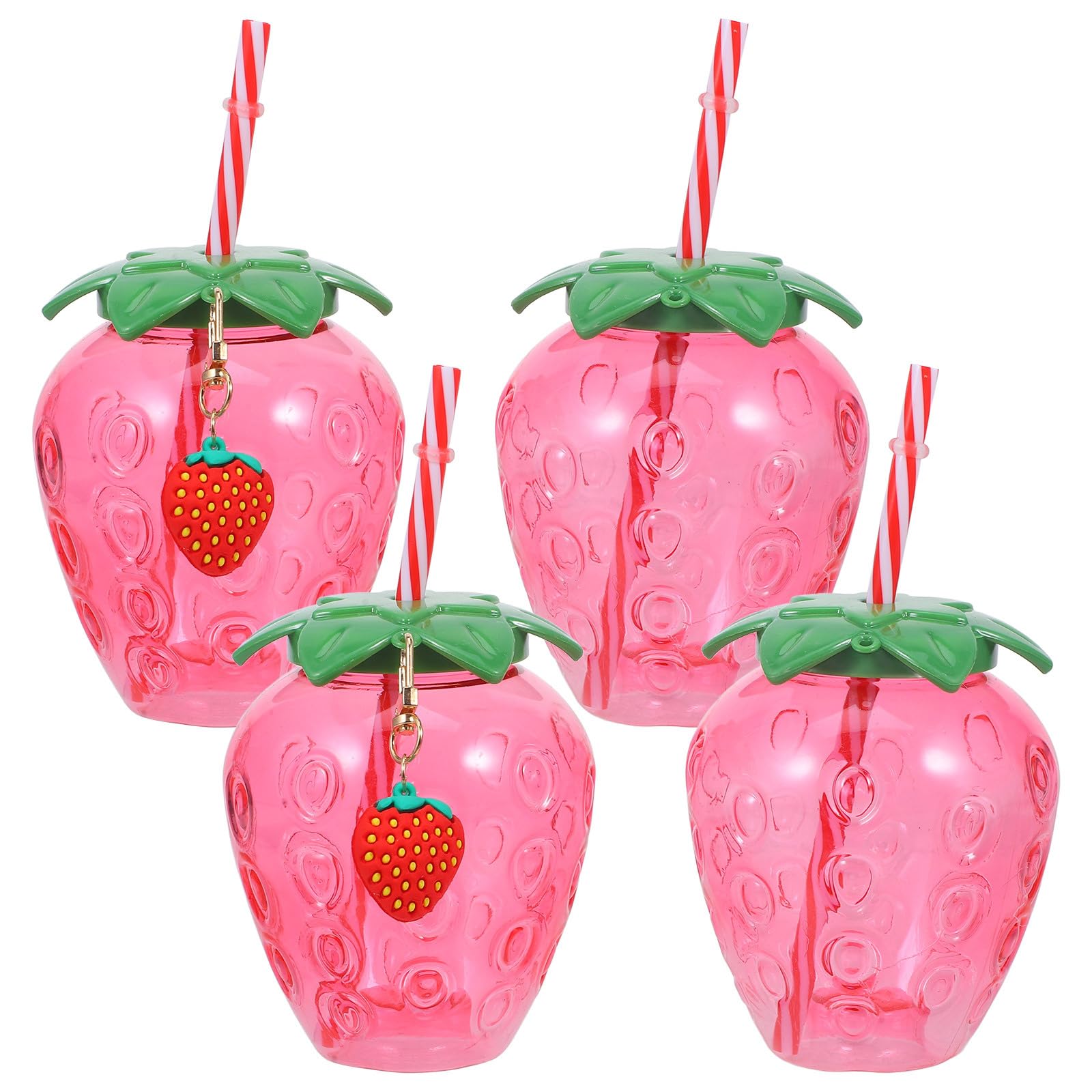 HOMSFOU 12 Pcs 17 Oz Strawberry Cup Strawberry Water Drinking Cup with Straw Strawberry Tumbler Drinking Bottles Mug for Hawaiian Summer Party