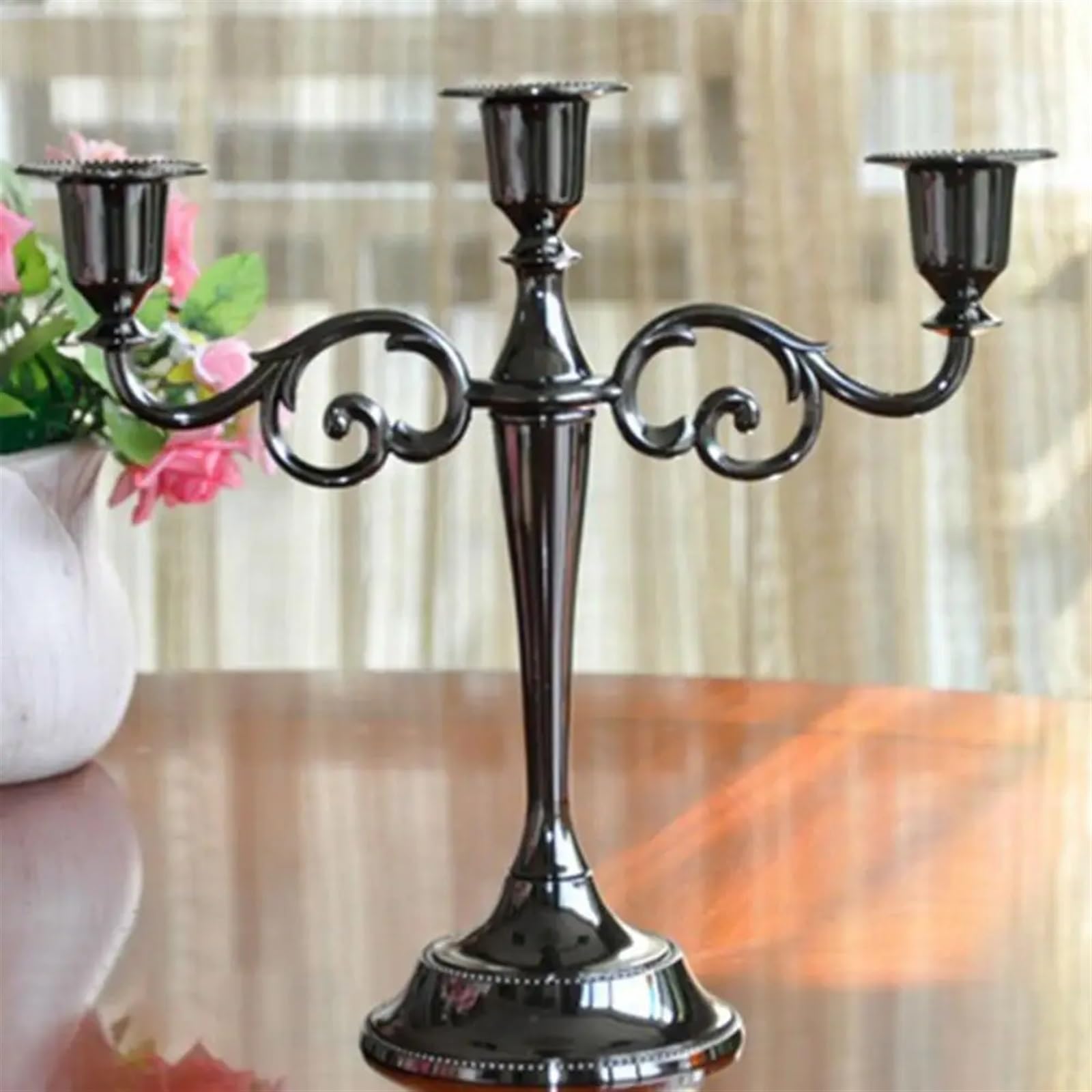 portavelas Navidad Candelabros Retro de Metal Mesa Cena romántica Decoración del hogar la Boda Candelabro(Silver 5 Head)