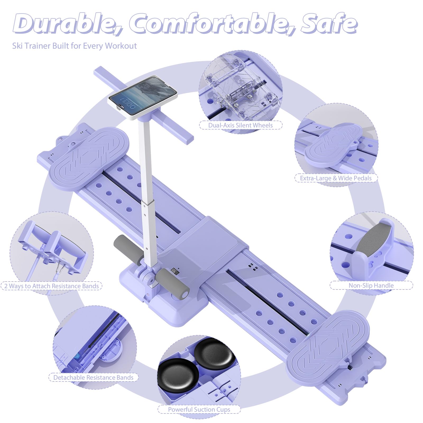 5-in-1 Ski-Maschine, Ski Trainer, Ski Simulator, Klappbarer Beintrainer, Figurformung Cardio Fitnessgerät für Zuhause, Pilates Reformer Board für Körperskulptur, Core, Gesäß und Armtraining