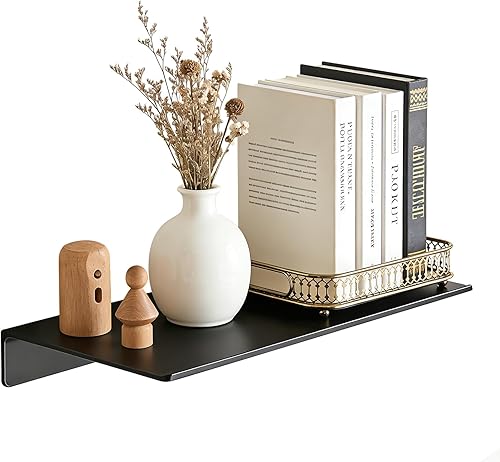 Estantes flotantes de 8 pulgadas para pared, estantes de pared de metal, mini estante de exhibición para coleccionables, estantes flotantes negros,