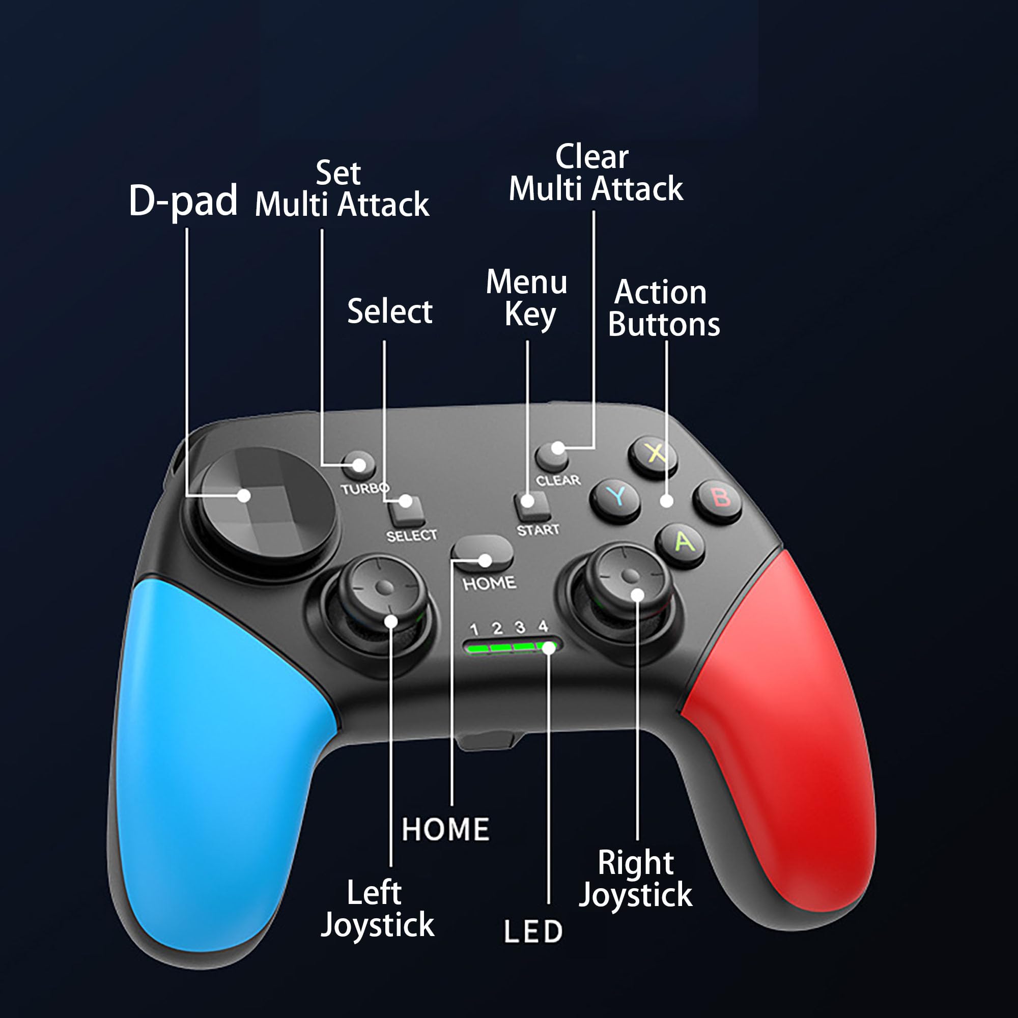 Switch Controller Clear Gray Wireless PC Gaming Controller - Hall ...