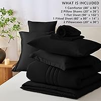 Vista 8 de CozyLux Queen Size Comforter Sets - 7 Piece Bed in a Bag Black Comforter Set with Sheets Queen Bed Set All Seasons, Soft Bedding Set with Down