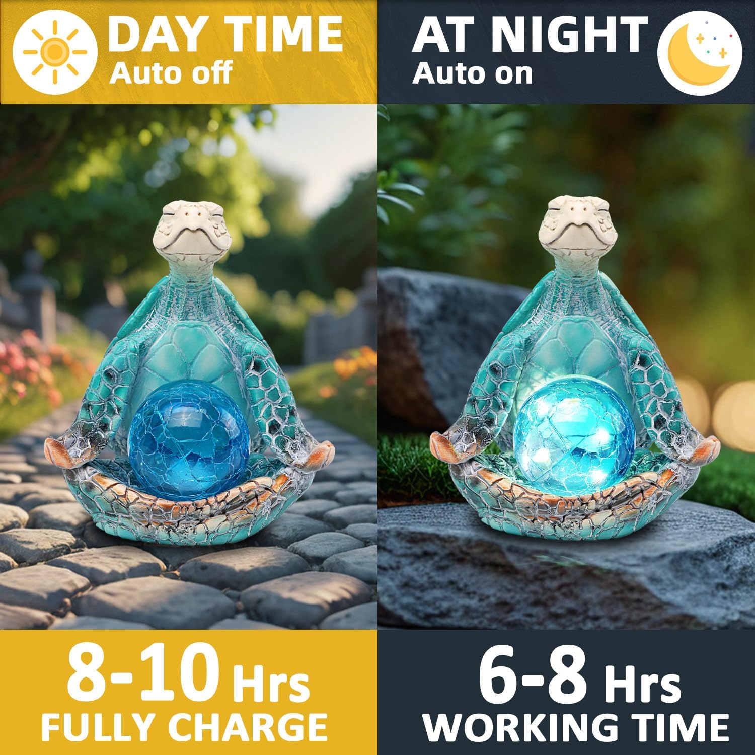 6.3 ' Solar Garden Decor - Sea Turtle Gifts for Women - Resin Yoga Sea Turtle Garden Statue Coastal Decor for Outdoor Yard Patio Porch Waterproof - Housewarming Gifts New Home for Men Women