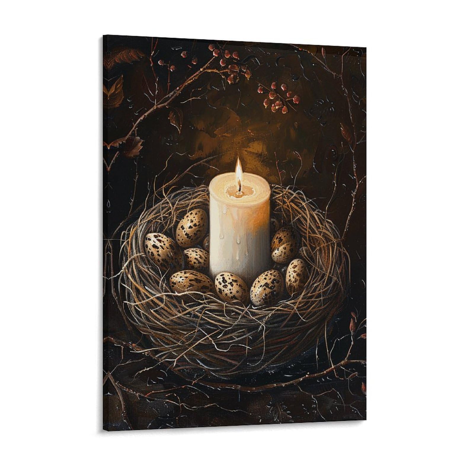 Candles And Eggs Canvas Wall Art for Bedroom 12x16inch Canvas Prints Artwork for Walls Modern Picture Artwork Painting for Living Room Aesthetic Wall Paintings for Bathroom Kitchen Office Dec