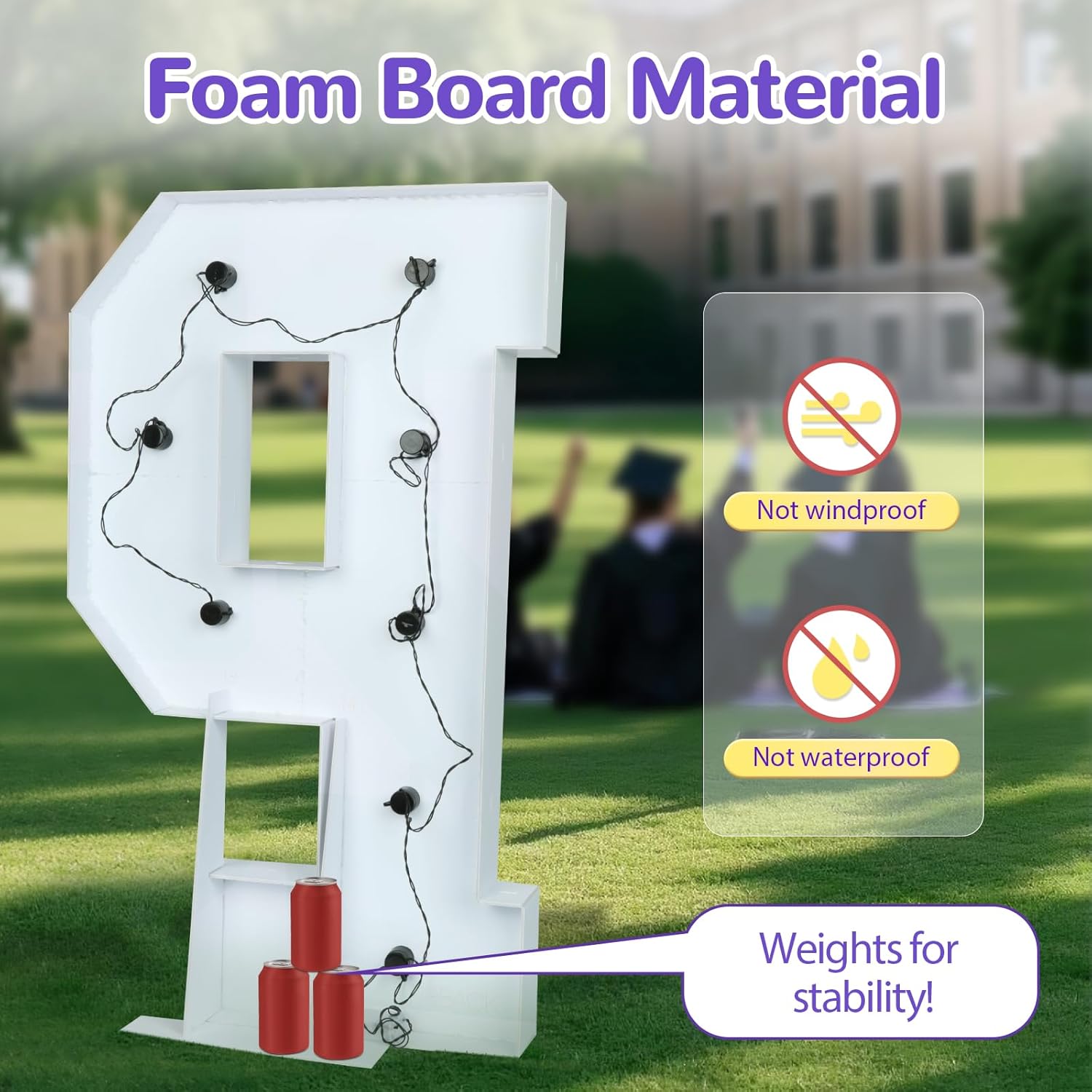 2026 Graduation Decorations PROM Letters: 3FT Graduations Party Decor Class of 2026 Grad Ornaments Large Marquee Light up Letter Sign Kindergarten Preschool Senior High School College Foam Board