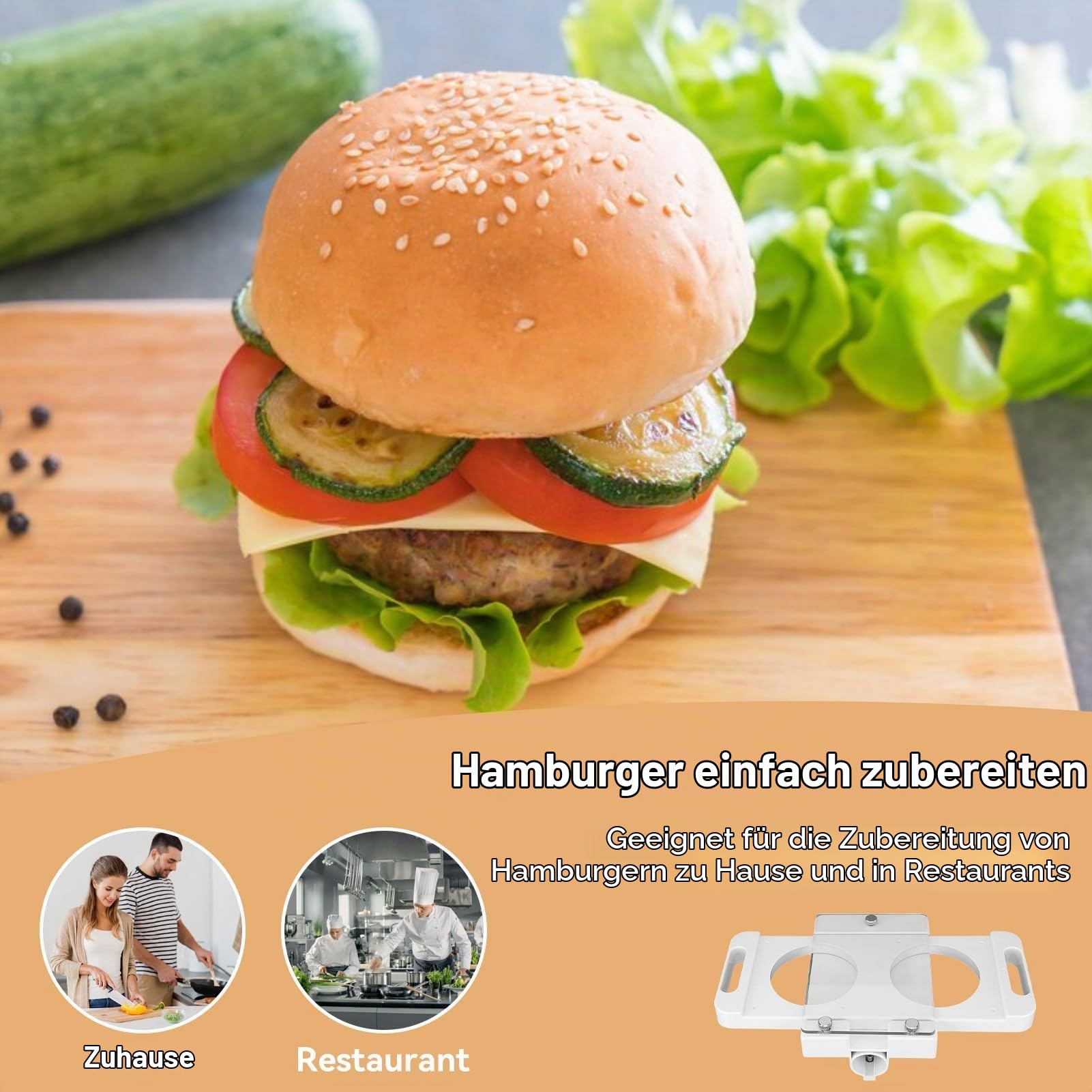 Hamburger-Pressmaschine, automatischer Hamburger-Patty-Maker mit 5 Adapterrohren, hausgemachte Burger-Maker-Presse für Wurstfüllfleisch