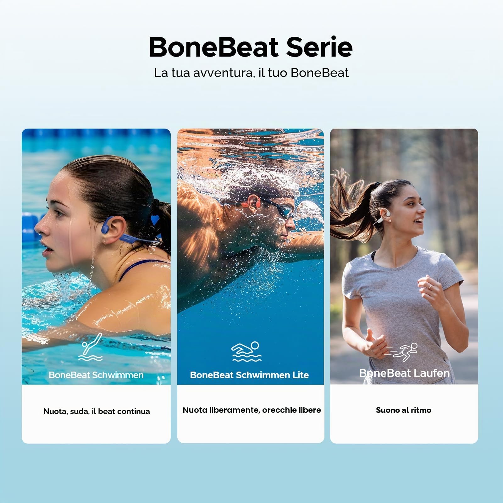 Cuffie Conduzione Ossea IP68 Impermeabili per Nuoto, Auricolari Sportive Bluetooth 5.4, MP3, 32GB, Comodo Silicone, Open-Ear per Corsa, Ciclismo, Palestra,Grigio