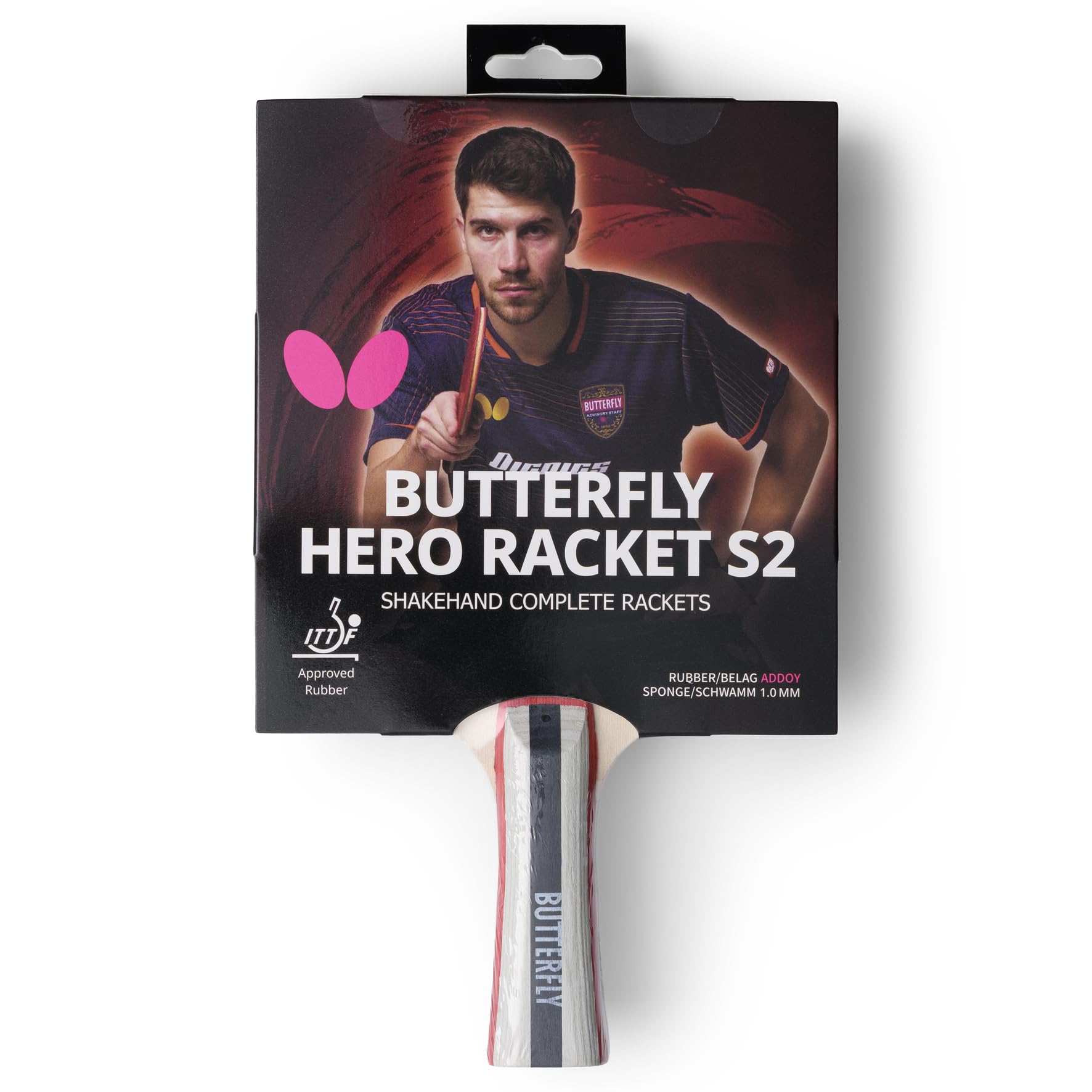 Butterfly Hero Racket S2 Table Tennis Bat Patrick Franziska Edition | 5-Ply Wooden Blade | Lightweight Ping Pong Paddle