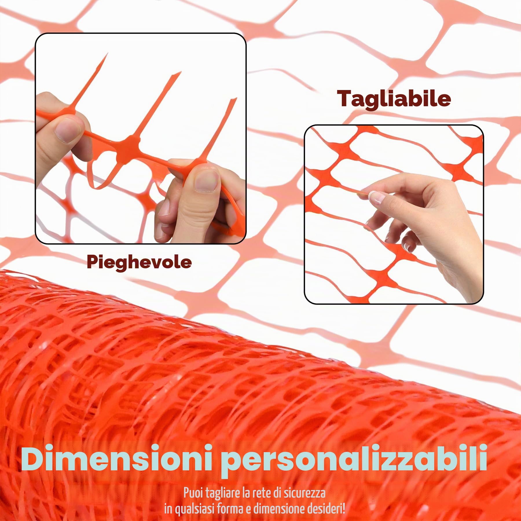 Froadp Recinzione di Vimini Recinto per pascoli 1 m x 50 m Recinzione di Sicurezza in Plastica Recinto di Confine Multifunzionale Rete per Pollame Recinzione da costruzione (Arancione)