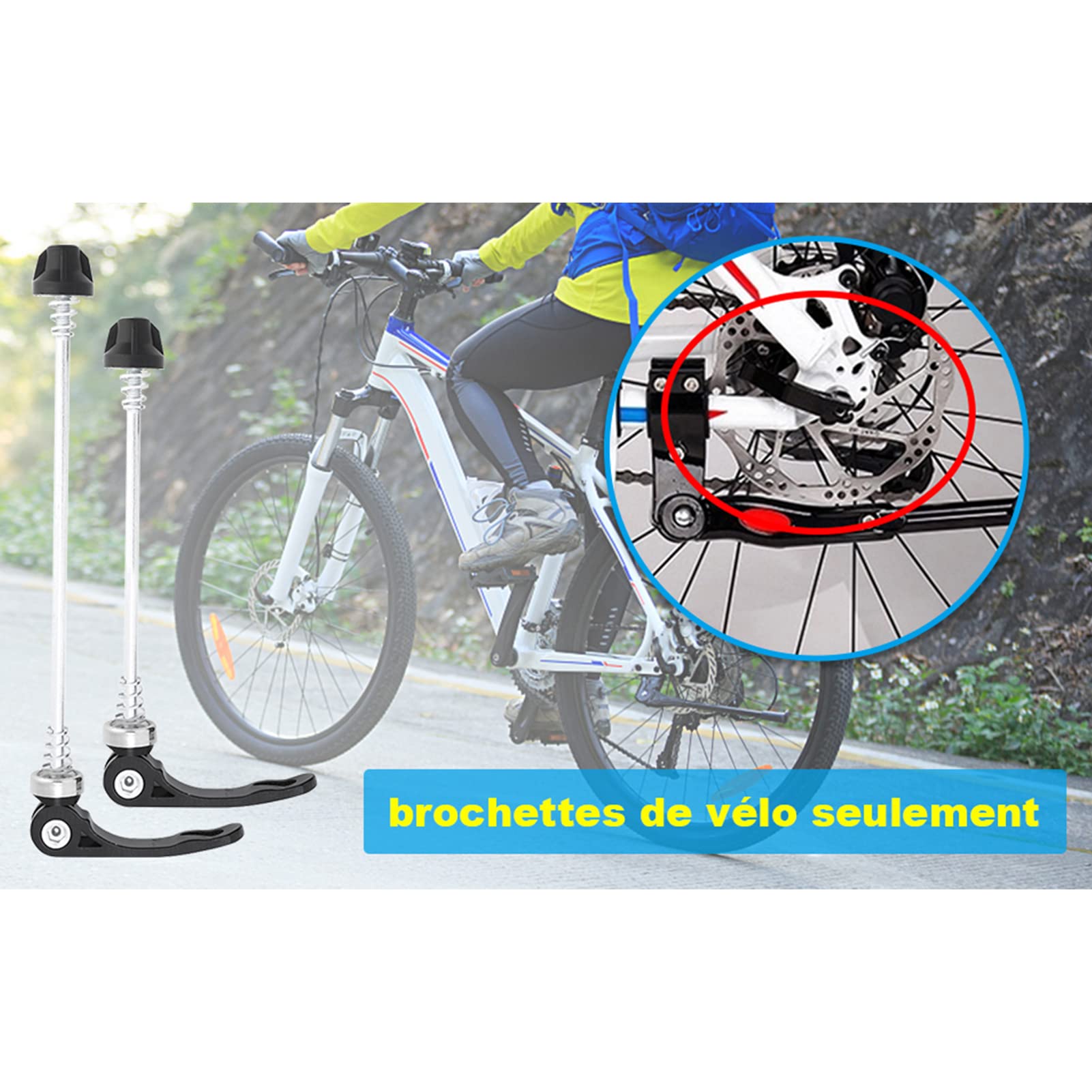 Brochettes de roue à dégagement rapide en alliage pour une