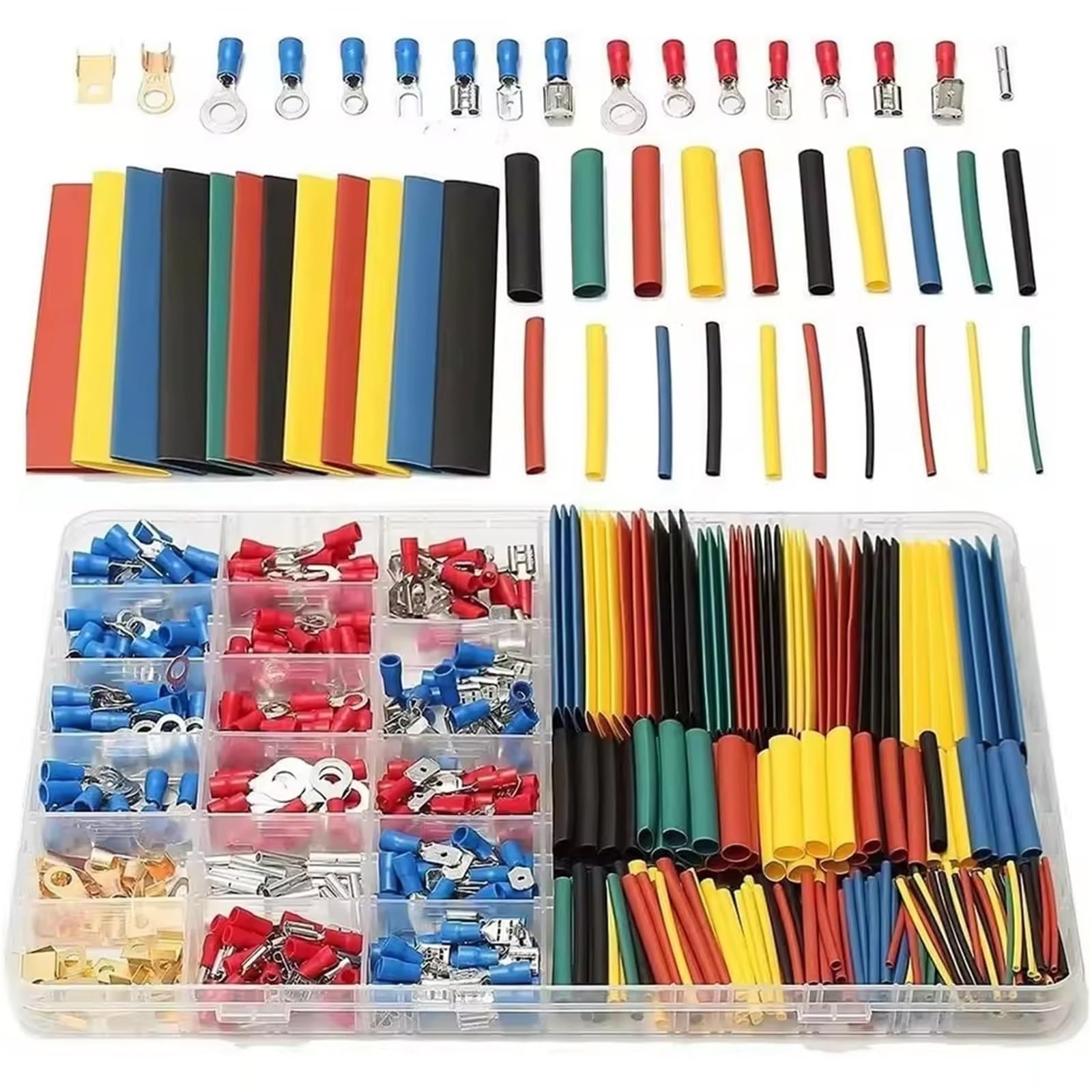 Cosse A Sertir 678 102 Pièces 15 Type Mâle Femelle Pelle Anneau Fourche Électrique Sertissage Terminal Connecteur Kit(678pcs)