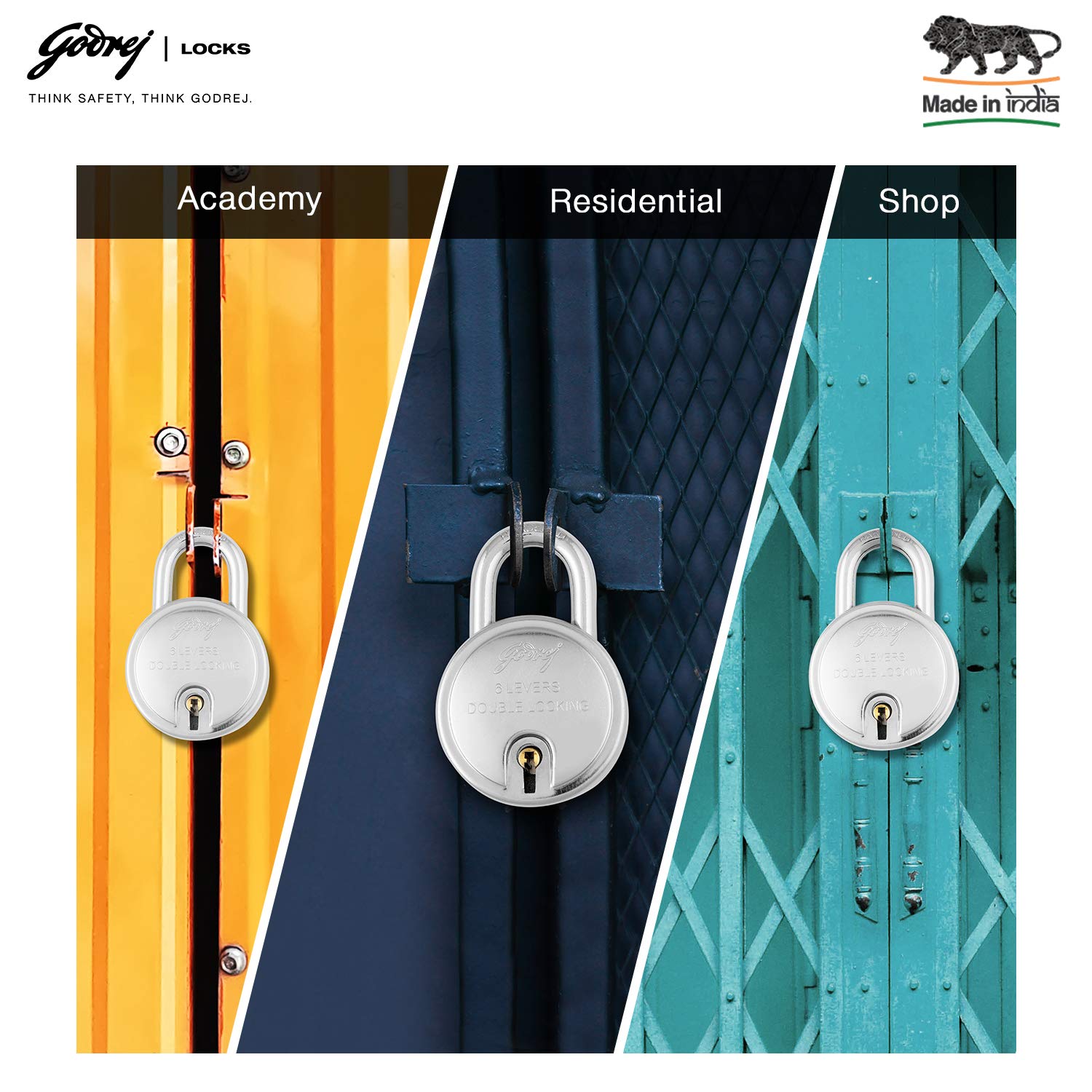 Godrej Locks I Round Padlock 50mm I 3 Keys I Padlock for Main Door I Gate Lock I Lock for Tool Box & Offices I Double Locking| Silver Finish — Amazon image 3
