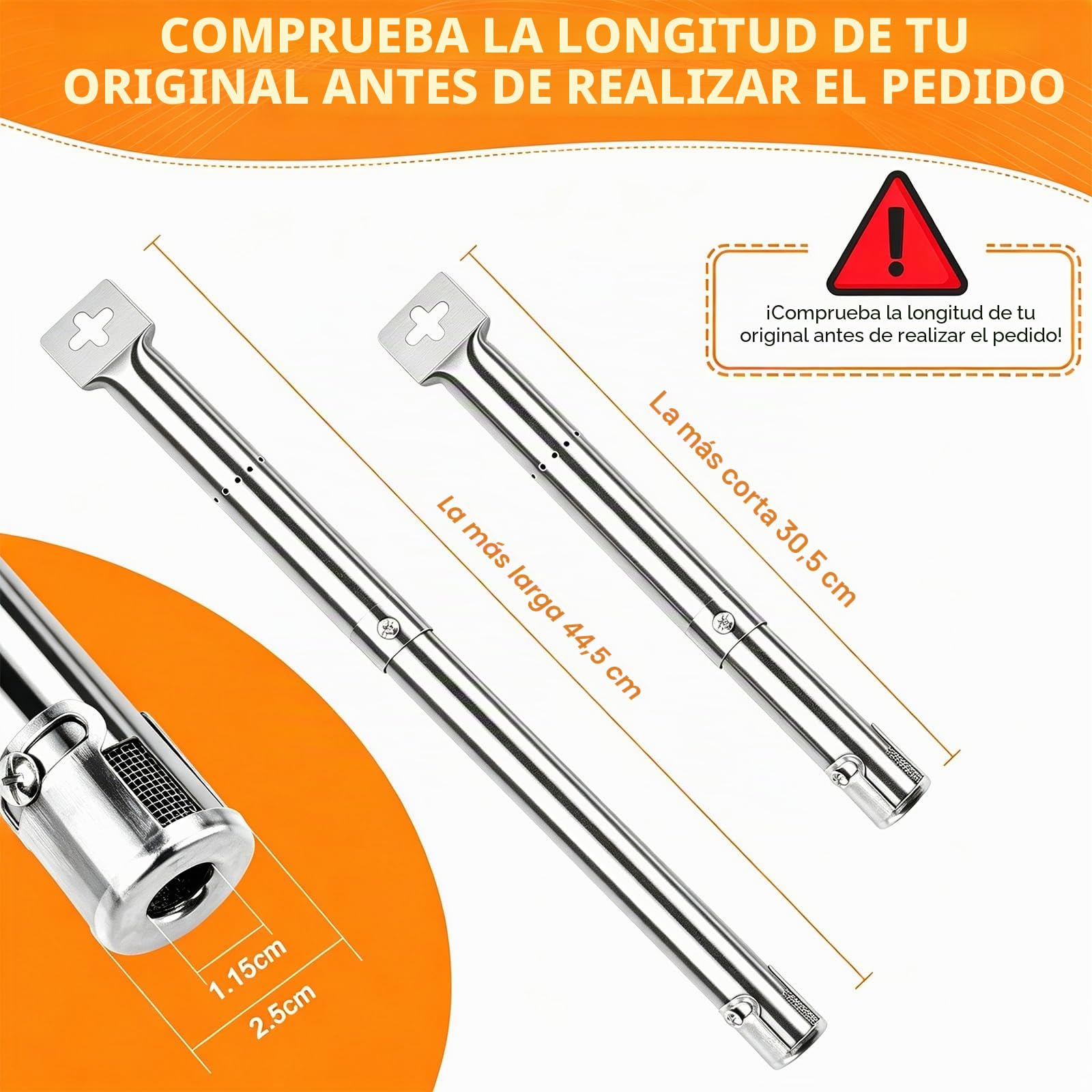 GFTIME 42204 30,5cm a 44,5 cm Universal Quemador Barbacoa de Gas Piezas de Repuesto para FirePlus, Fire Mountain, Char-Broil,Tubo Quemador Barbacoar para Cosmo Y Otros Parrilla Barbacoa(3 Piezas)