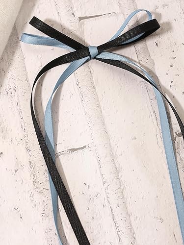 Miniatura 8 de LFOUVRE Clips de lazo para el cabello, lazos para el cabello para mujer, clips de lazo de cinta con borla larga, cinta para el pelo con lazo para