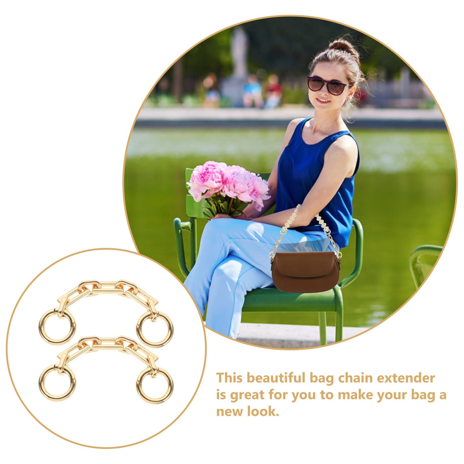 TEHAUX Bag Chain Extender 4.7 Inch Gold Purse Chain Replacement Strap for Handbag Shoulder Crossbody DIY Bag Handle Extenders - Image 3