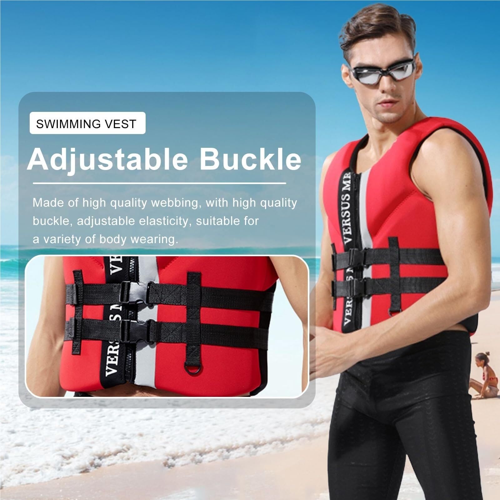 Veste de Kayak Adulte avec Fermeture Éclair, Veste de Kayak Réglable for Kayak, Pêche, Surf, Voile, Natation, Sports Nautiques