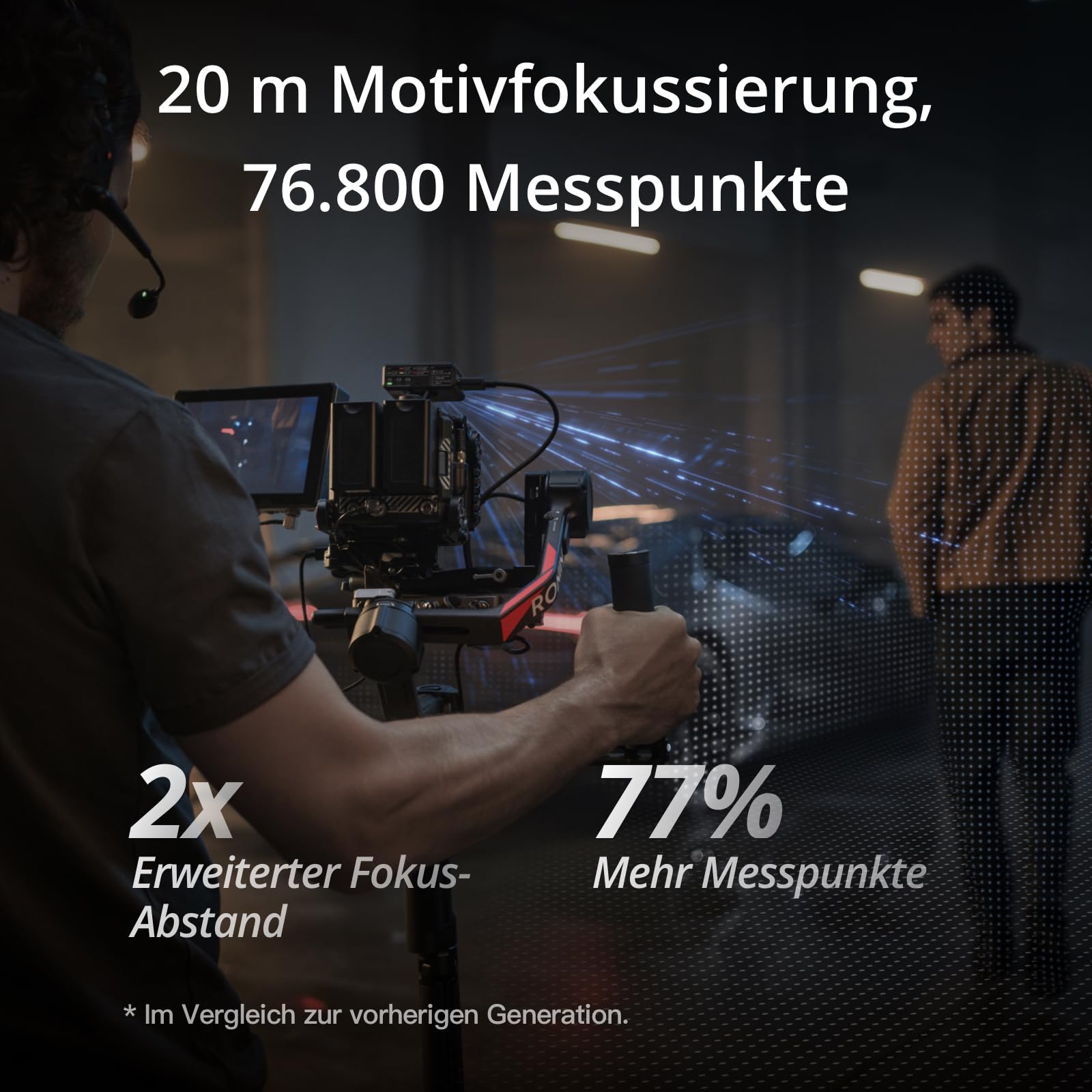 DJI Focus Pro All-In-One Combo, AMF Objektivsteuerungssystem, 20 m Motivfokussierung, 76.800 LiDAR-Messpunkte, KI-Erkennung, FIZ Objektivsteuerung, zusätzlich mit Handeinheit