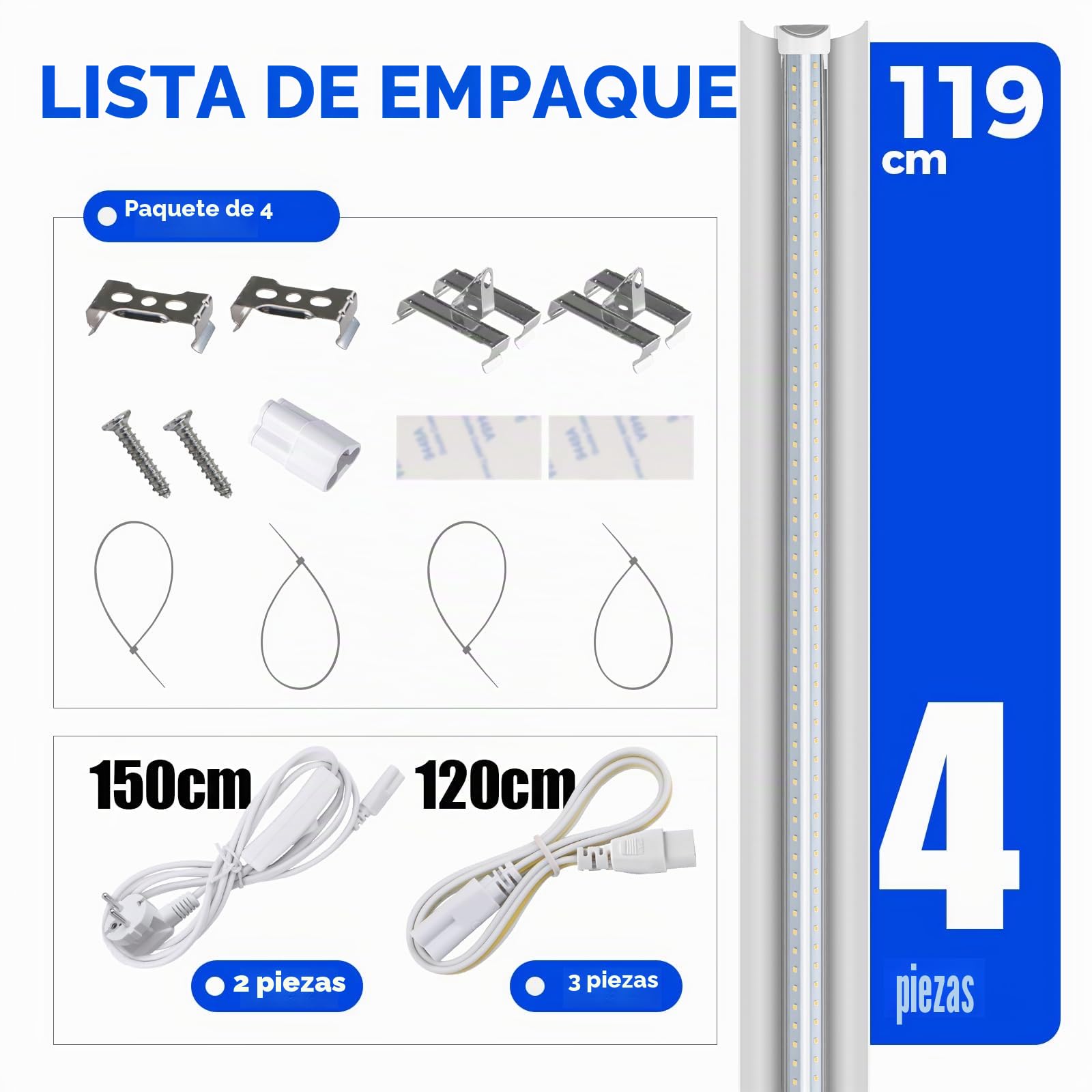 Barrina T8 Lámpara para plantas, 168 W (4 x 42 W), 5000 K, espectro completo, 119 cm, 4 unidades | Luz de crecimiento LED, luz vegetal en forma de V, 4 pies concatenables luces para plantas de interior, PPFD alto