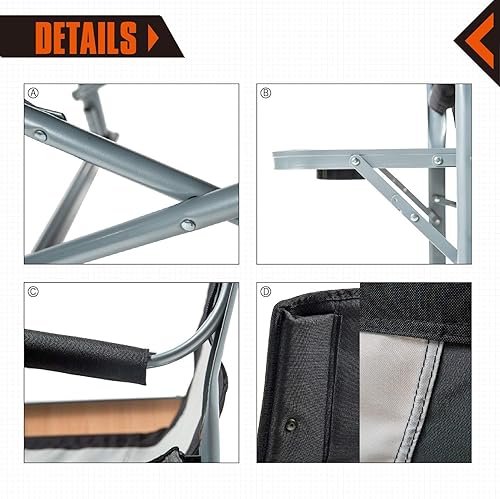 Miniatura 5 de KingCamp Silla de directores de camping acolchada portátil y resistente con mesa auxiliar para pesca al aire libre, deportes, mochilero, viaje a la
