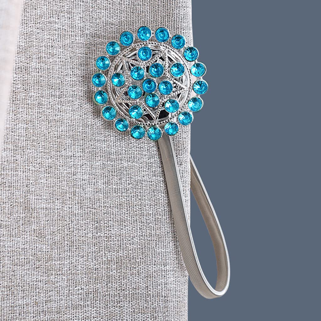 Pièces Embrasses de Rideau Magnétiques de Corde de Ressort, Clips de Boucle de Rideau Magnétique Réglable Retenues de Draperie Décoratives de Fleur de Cristal