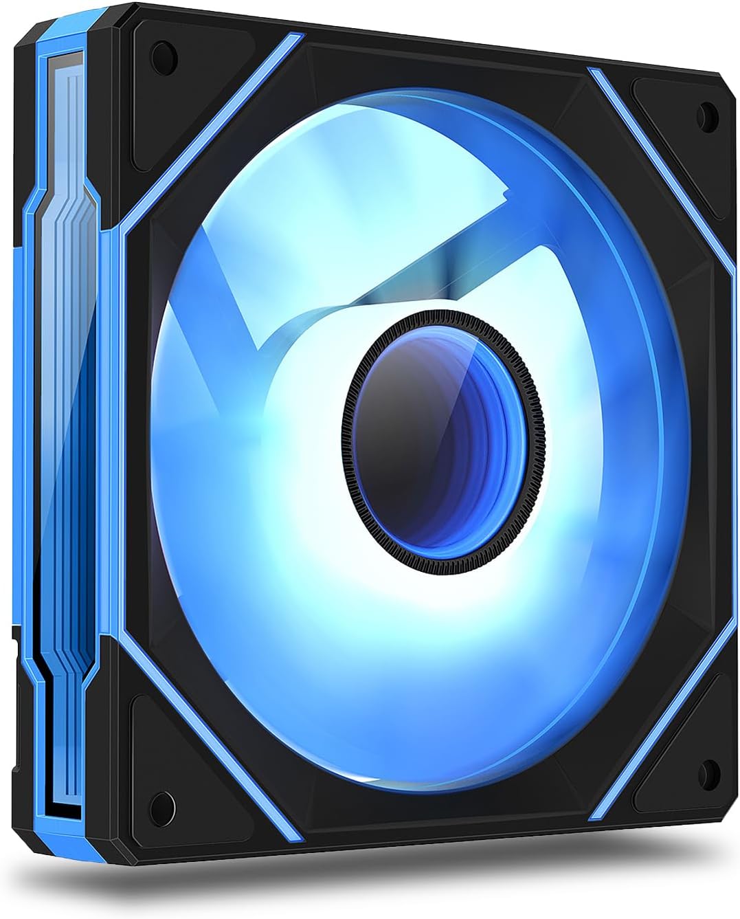 120mm Infinity Mirror ARGB Computer Fan, Black PWM high Performance Cooling pc case Fan with Customizable Light Effect by SYNC Software, Ultra-Quiet with Anti-Vibration Pads