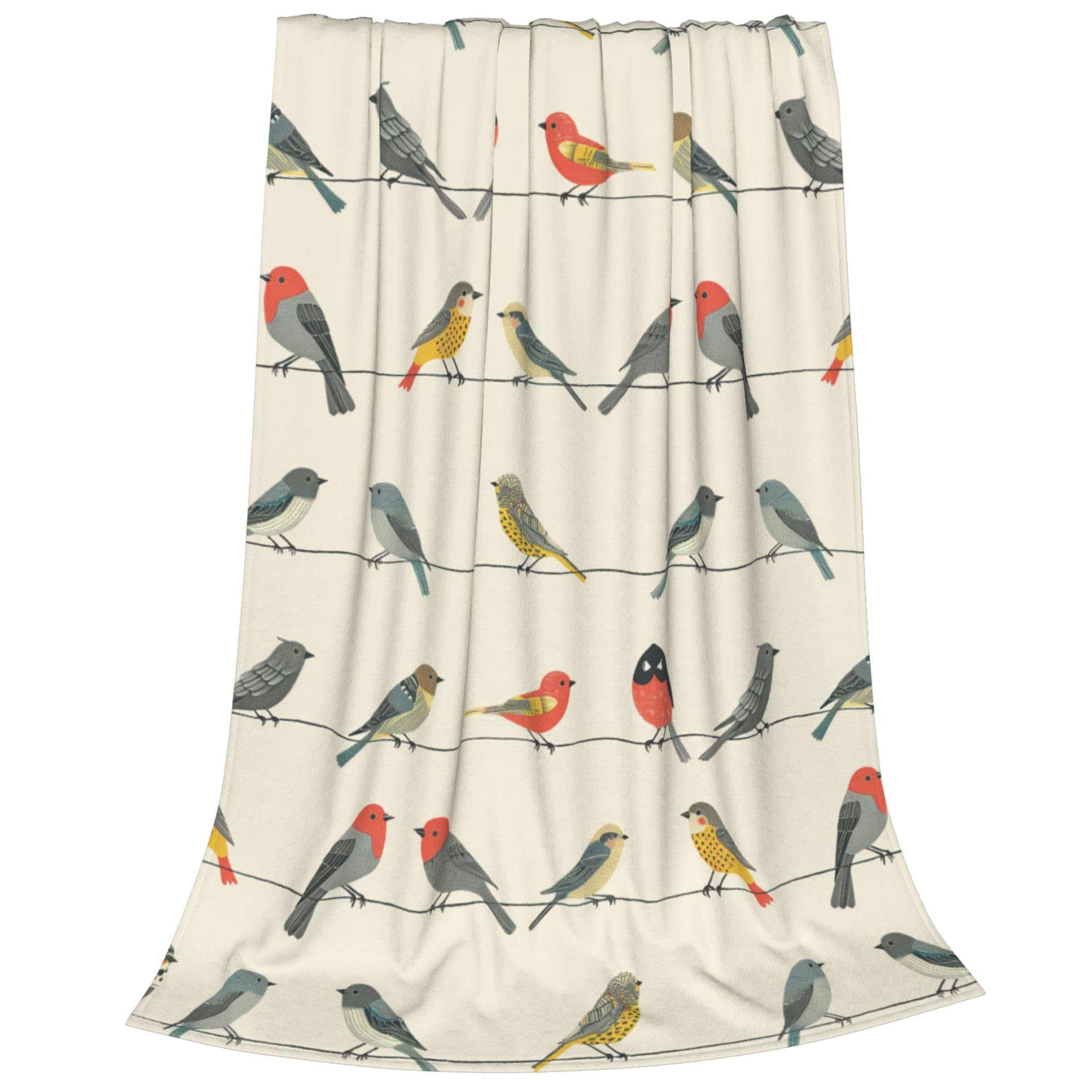 Affascinante coperta per uccelli - Illustrazione di uccelli vintage Coperta in flanella morbida e leggera, regalo per gli osservatori di uccelli, ideale per angoli di lettura accoglienti e relax all'a