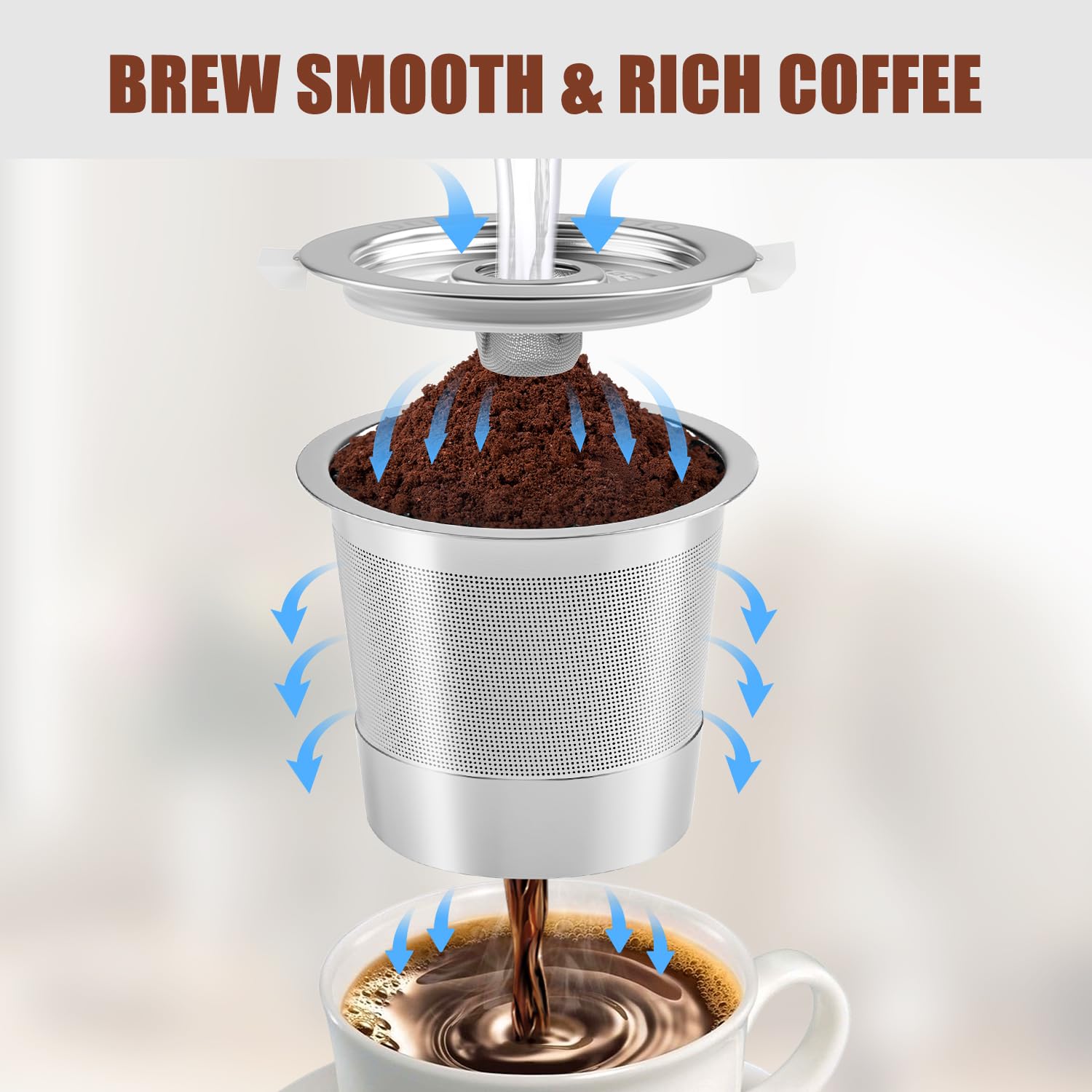 Pro Mael Paquete de 2 cápsulas de café reutilizables K Cups, filtros de café universales de acero inoxidable recargables reutilizables K Cup
