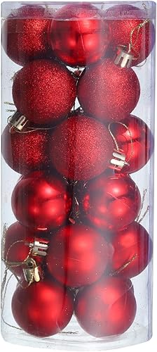 uxcell Juego de 24 adornos de bolas de Navidad de 1.5 pulgadas, inastillables, decoración de árbol de Navidad, bolas colgantes para decoración de
