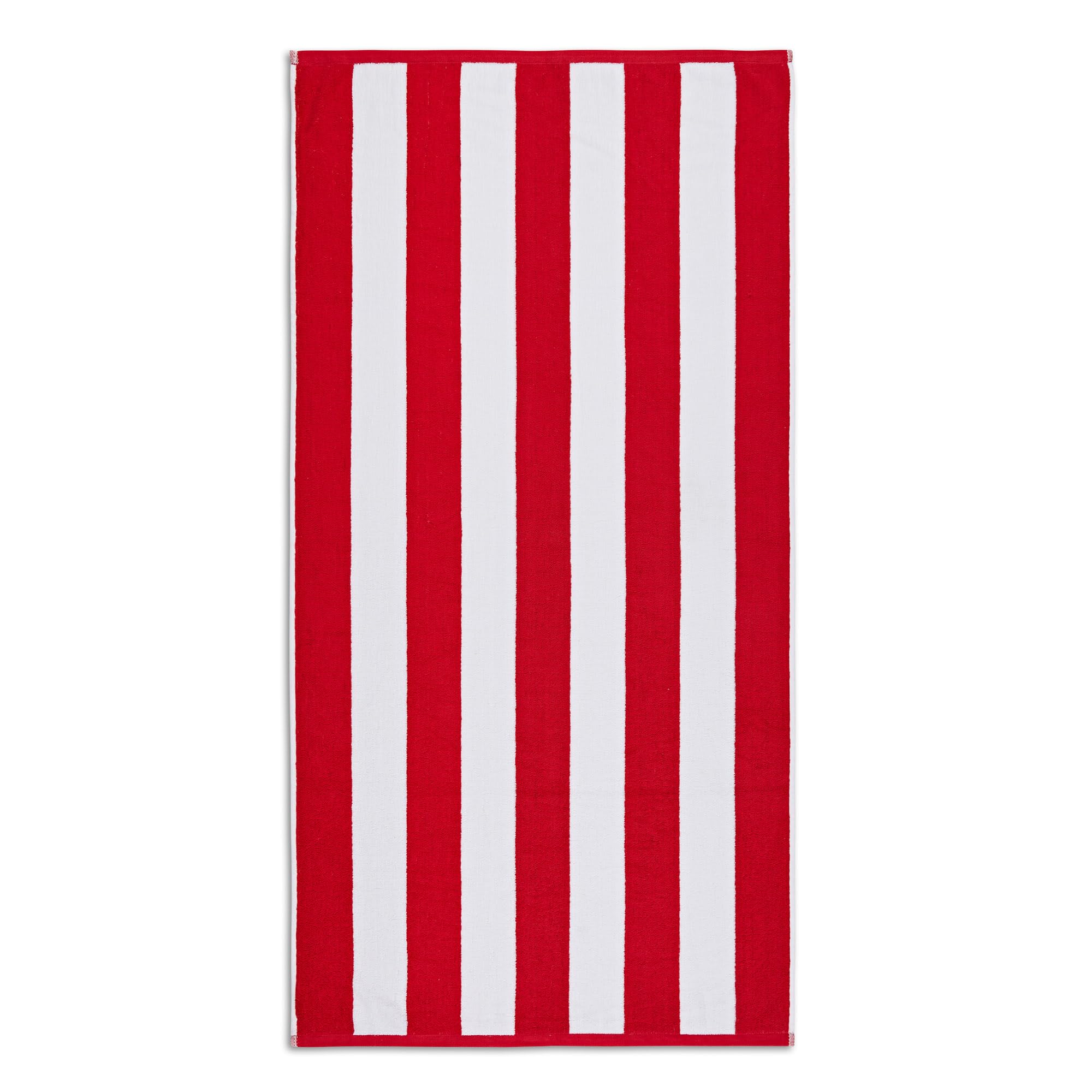 La Maison Cabana Stripe Beach Towels 100% Cotton 70cm x 150cm Large Pool Towel Absorbent Supersoft Quick Dry Sand Proof Beach Towel Holiday Yoga Gym Swimming Towel (1, Red)