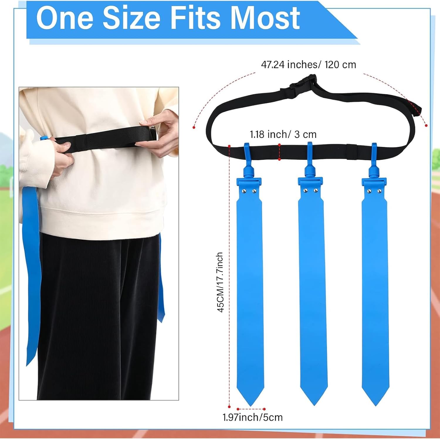 Junkin 6/8/10 Players Flag Football Sets Adjustable Football Belts and Flags for Youths Teens Kids Adults Players Sports Team - Image 2