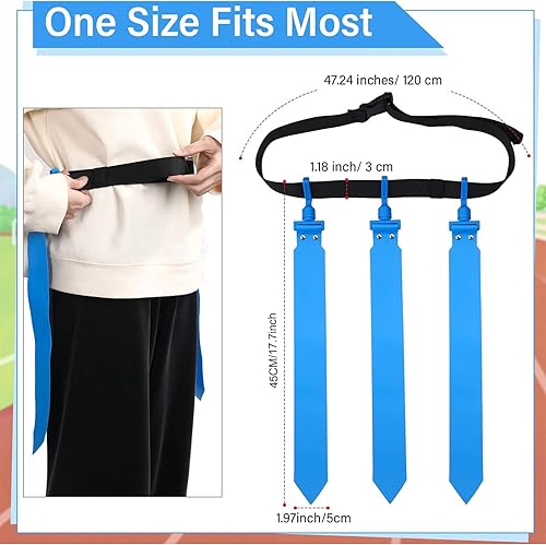 Vista 43 de Hungdao Cinturones y banderas de fútbol para 12 jugadores, cinturones de fútbol ajustables para niños, adolescentes, adultos, entrenamiento en Negro