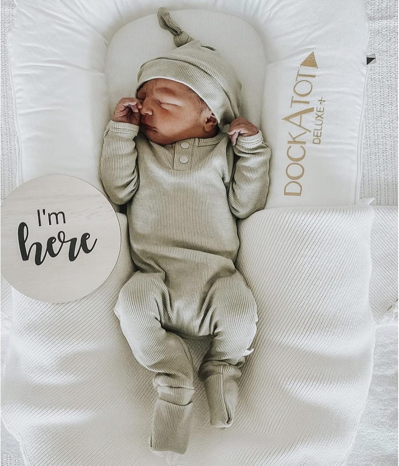 Infant Boys Girls Clothes Set Newborn Baby Romper Hat Ribbed Knit Long Sleeve Button Solid Bodysuit Jumpsuit