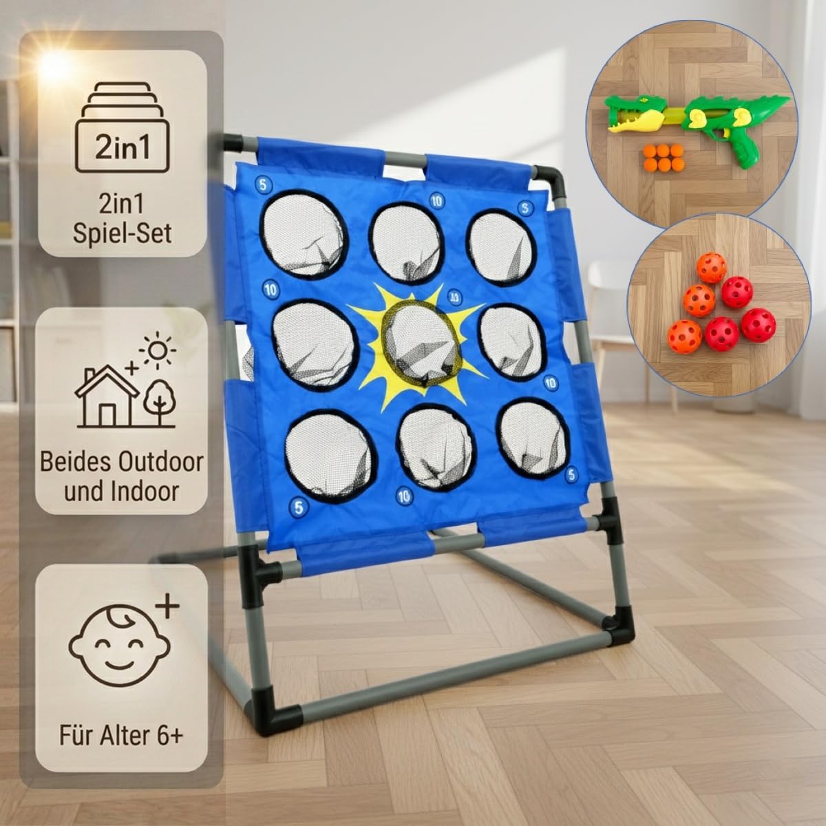 Bolimo Pro Wurfspiel für Kinder und Erwachsene, Ballspiel/Wurfspiel Indoor und Outdoor, Wurfspiel mit Zielscheibe für Garten, Park, Camping