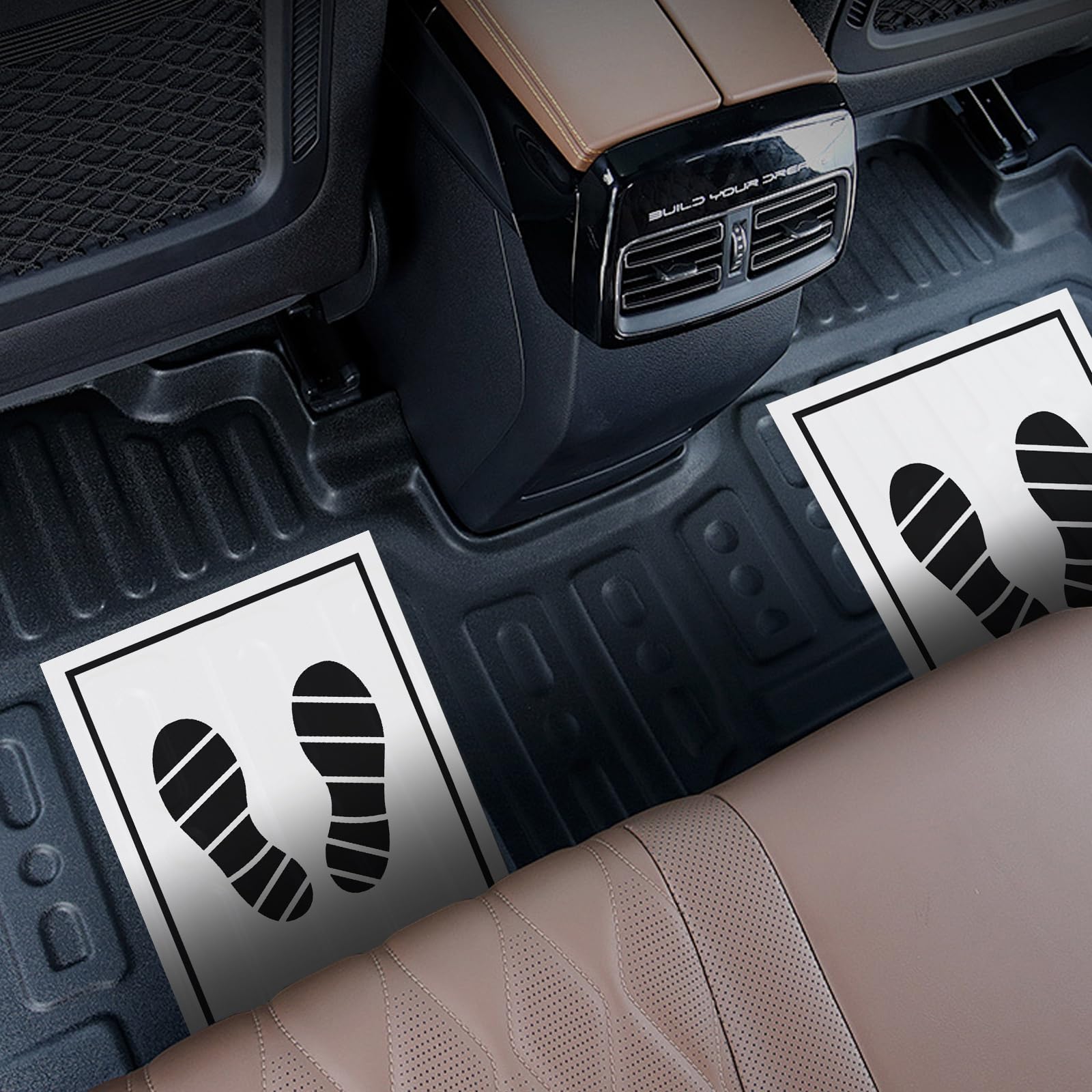 Lot de 300 tapis de sol jetables en papier pour voiture, 49 x 39 cm | Tapis de voiture en papier antidérapant, motif imprimé blanc, entretien du véhicule, protection intérieure
