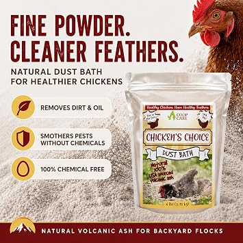 Chicken's Choice Chicken Dust Bath, 6 lb Natural Volcanic Ash Dust Bath for Chickens with Chick Fresh Odor Control and Eliminator 24 oz Spray Bottle. Made in America