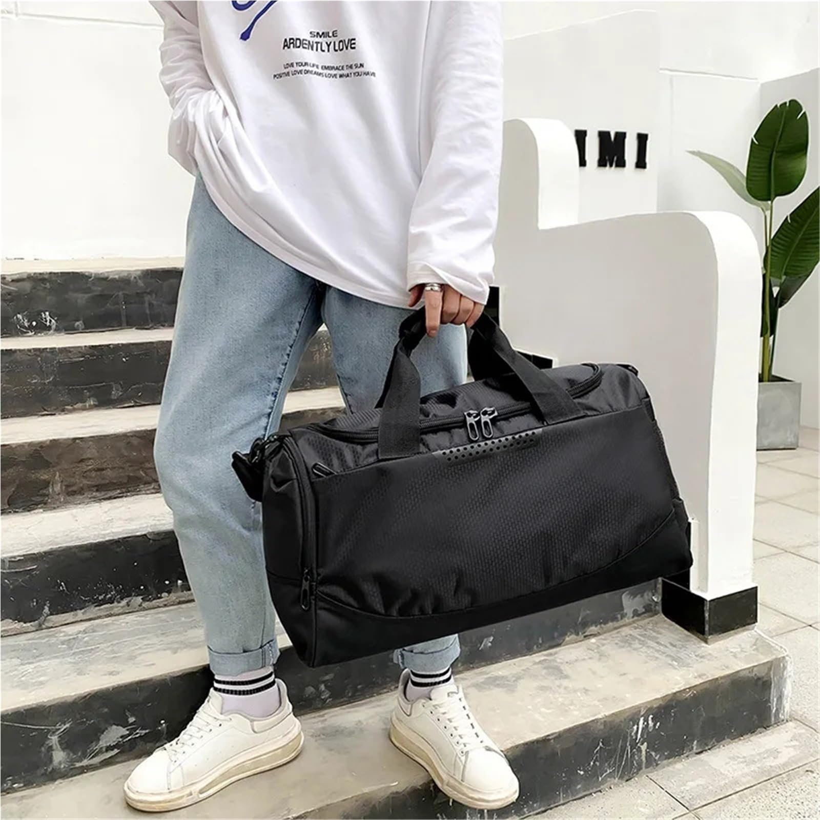 Sporttasche Wet Dry Separation Exercise Bag Waterproof Shoulder Handbag Yoga Bag Canvas Luggage Sports Bags(Black 9009)
